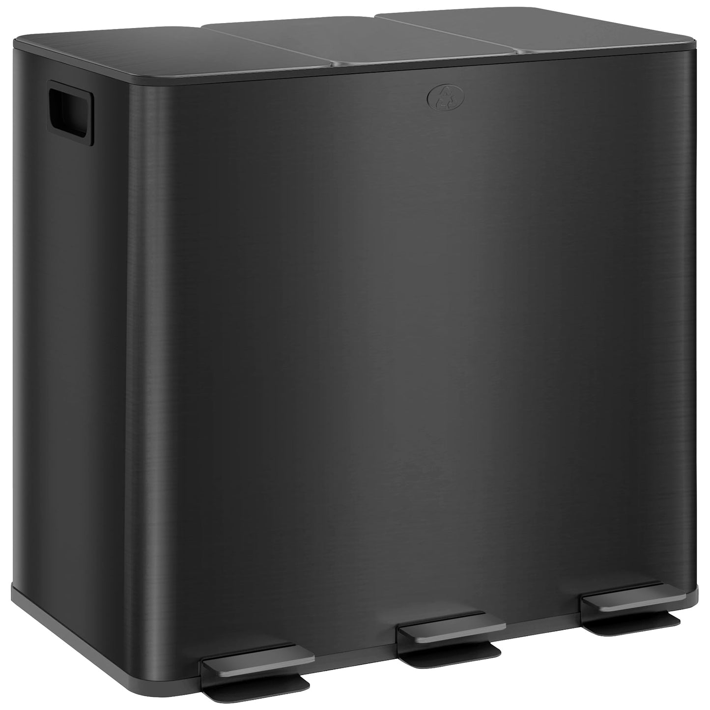 Treteimer mit Softclose und Mülltrennung, 3 Fächer, 3 x 15L Schwarz