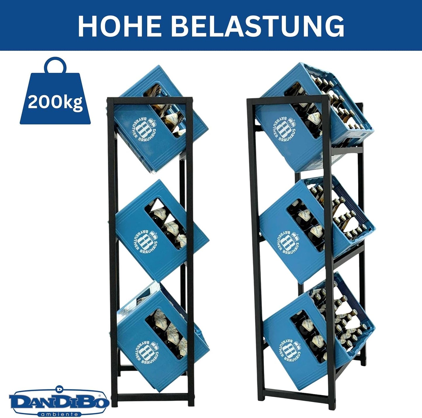Getränkekistenregal für 3 Kisten, 3 Kisten Breite 47 cm / Hoch k.A.