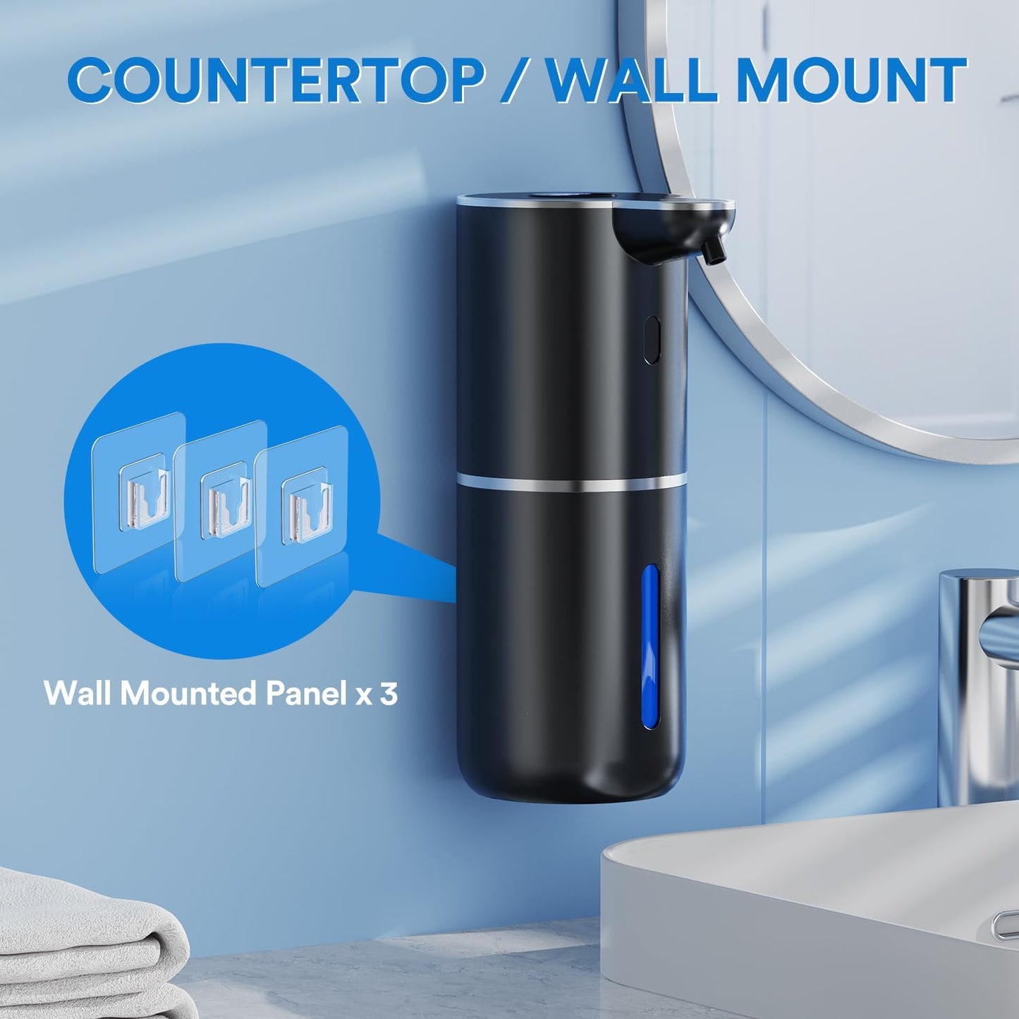 Seifenspender mit digitaler Anzeige und Sensor, Schwarz Flüssigetyp