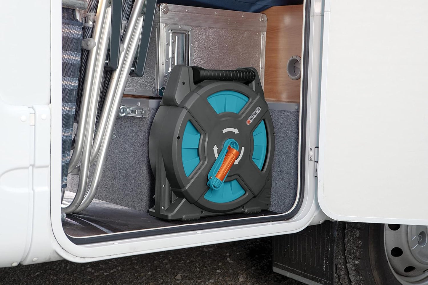 Schlauchbox mit 15 m Schlauch für Camping