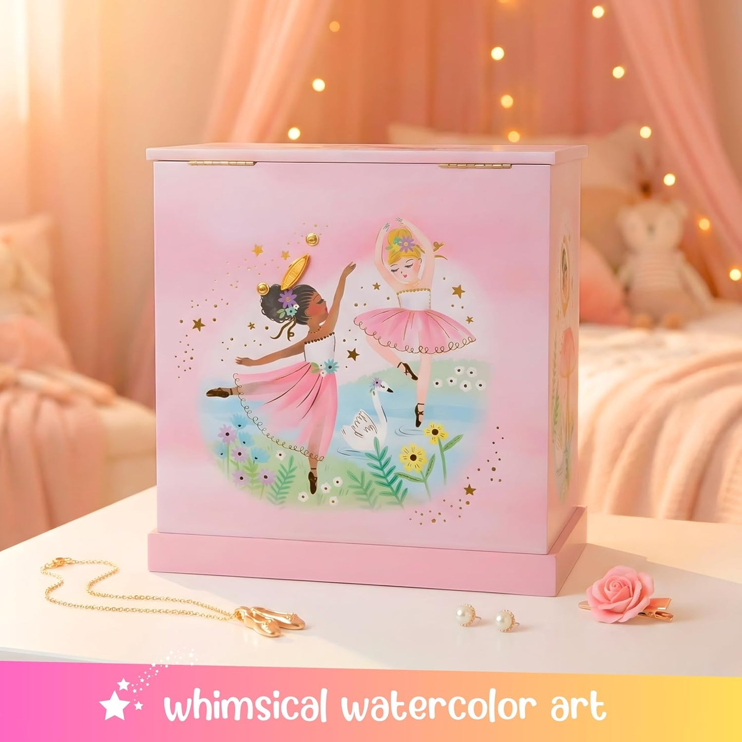 Musikbox mit 3 Schubladen & Ballerina-Figur, Wirbelnde Ballerina