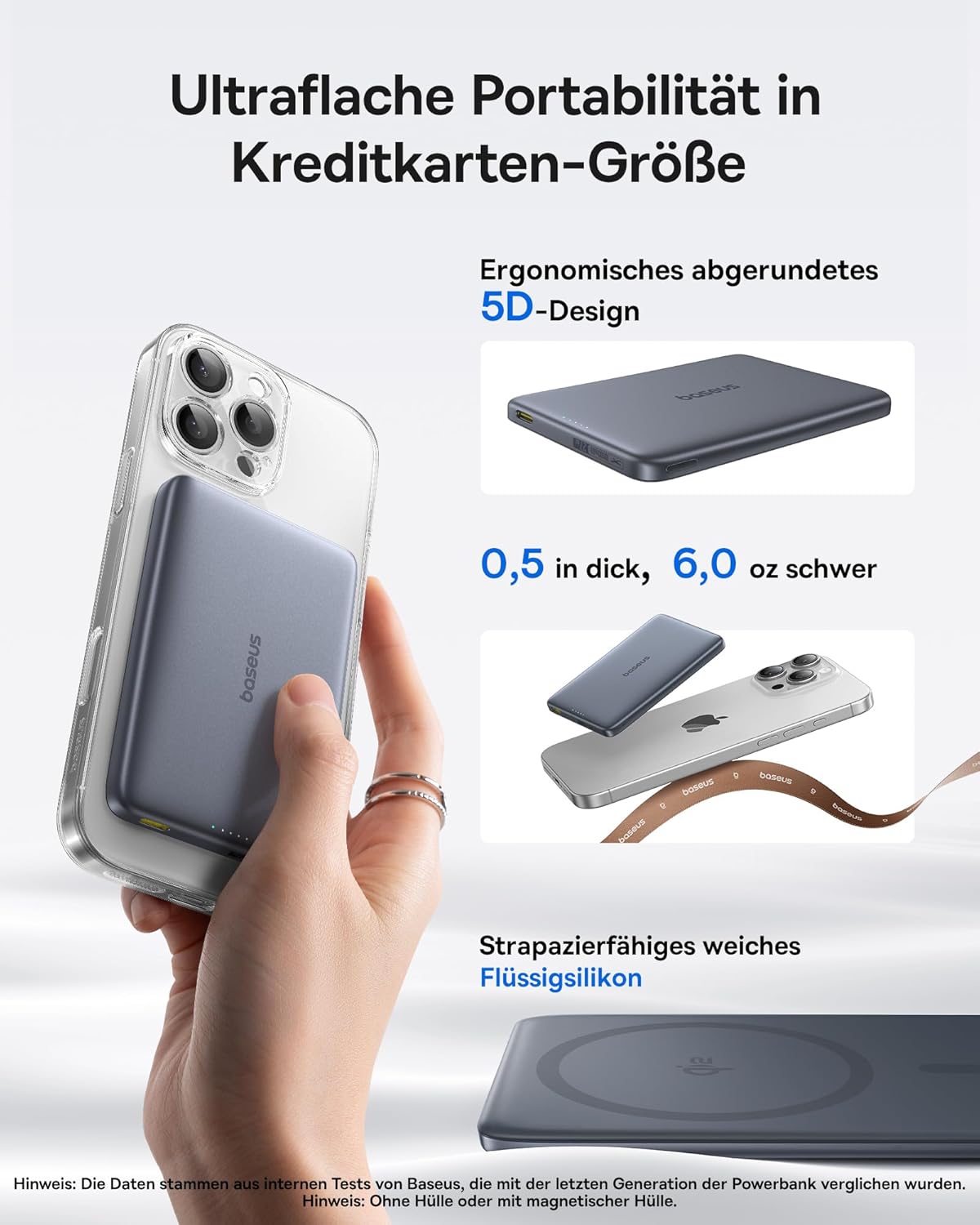 Picogo AM41 Ultra Slim Qi2 Magsafe Powerbank, Space Grauer 5000mAh