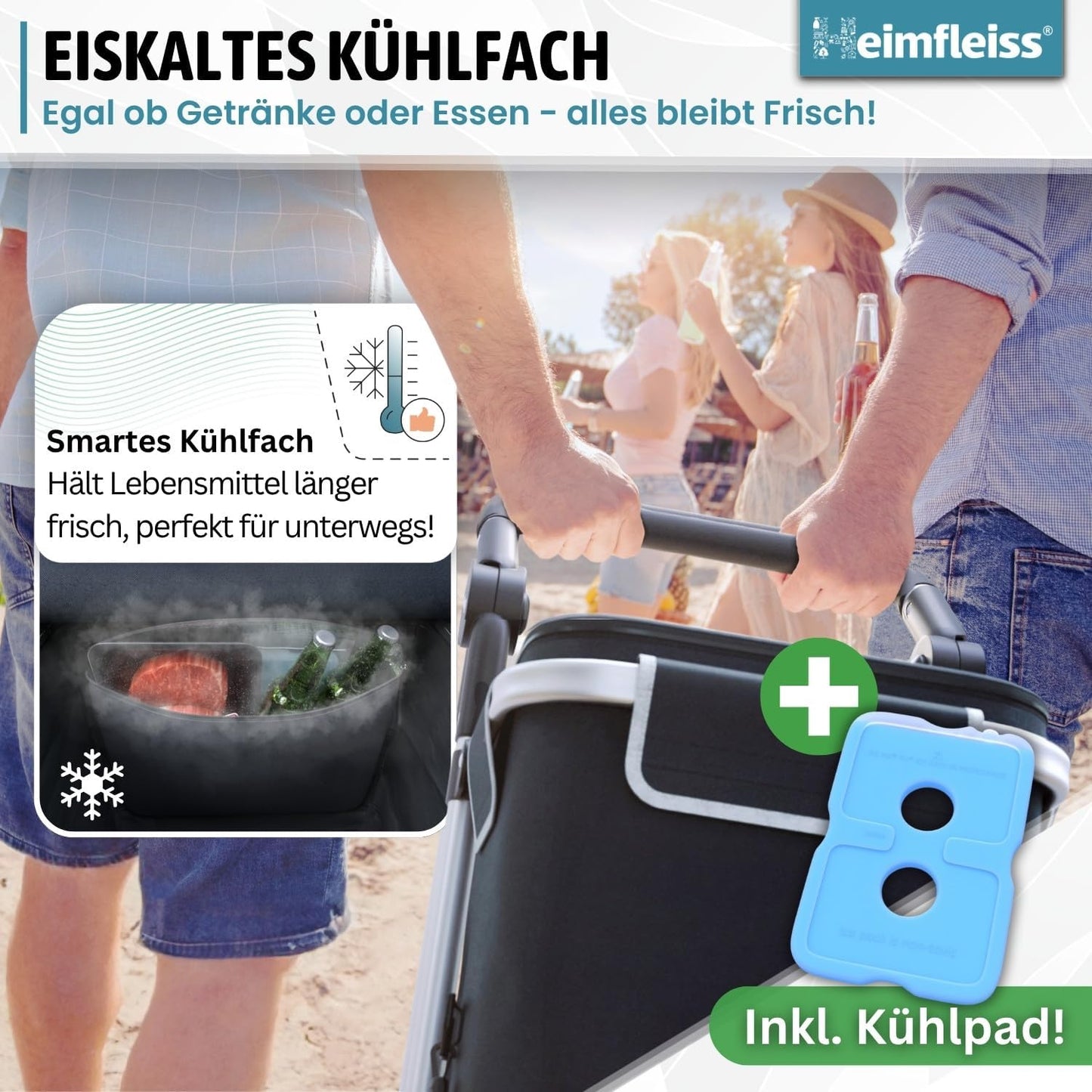 3-in-1 klappbar mit Kühlfach, Schwarz 56L
