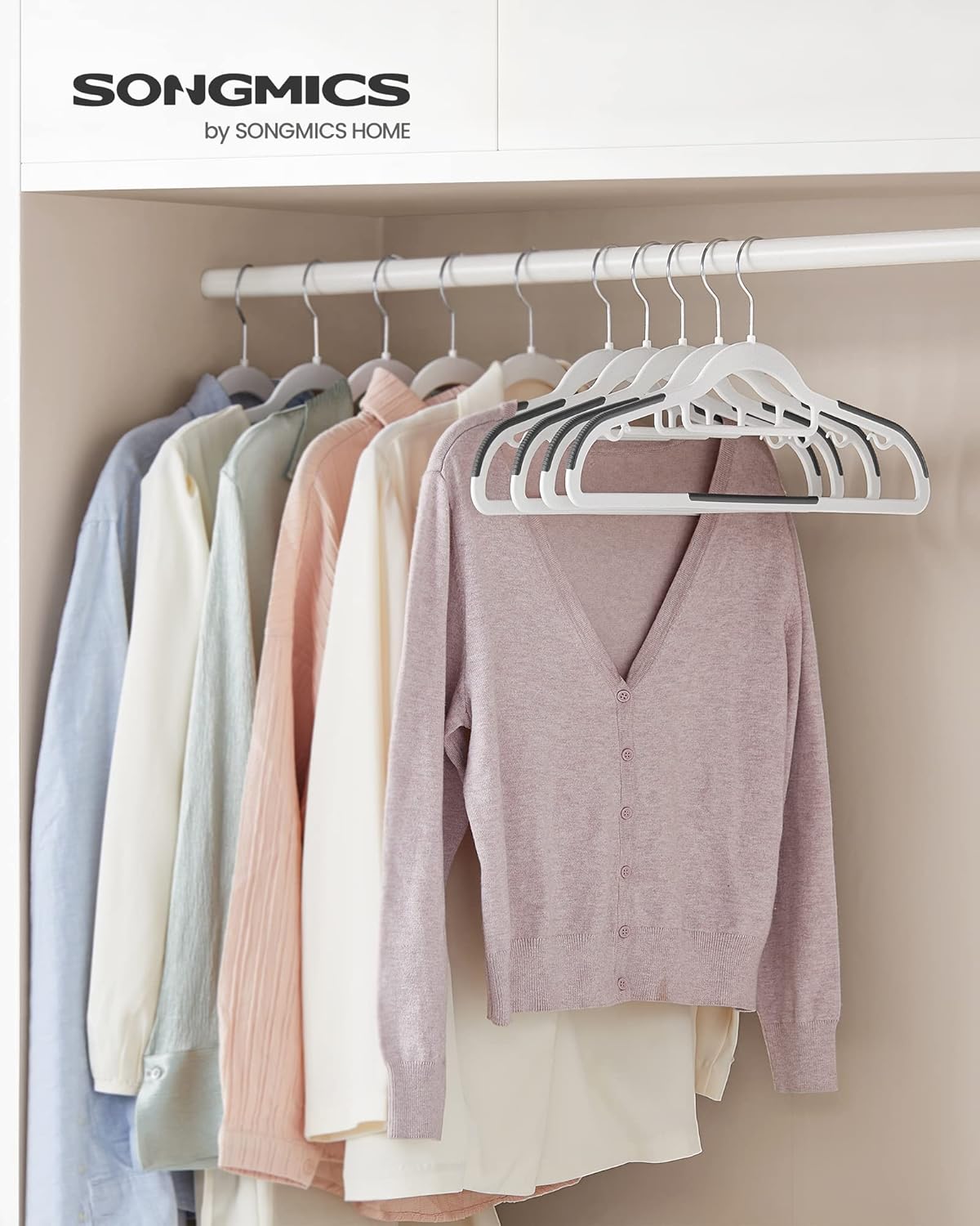 Kunststoff-Kleiderbügel-Set, Silber + Weiß + Dunkelgrau 50 Stück