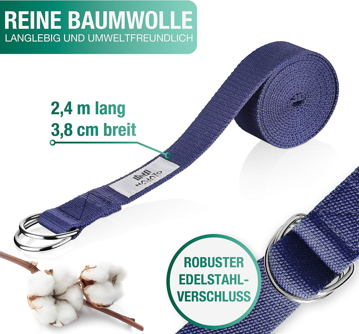 Meditationskissen mit Yogagurt, Dunkelblau