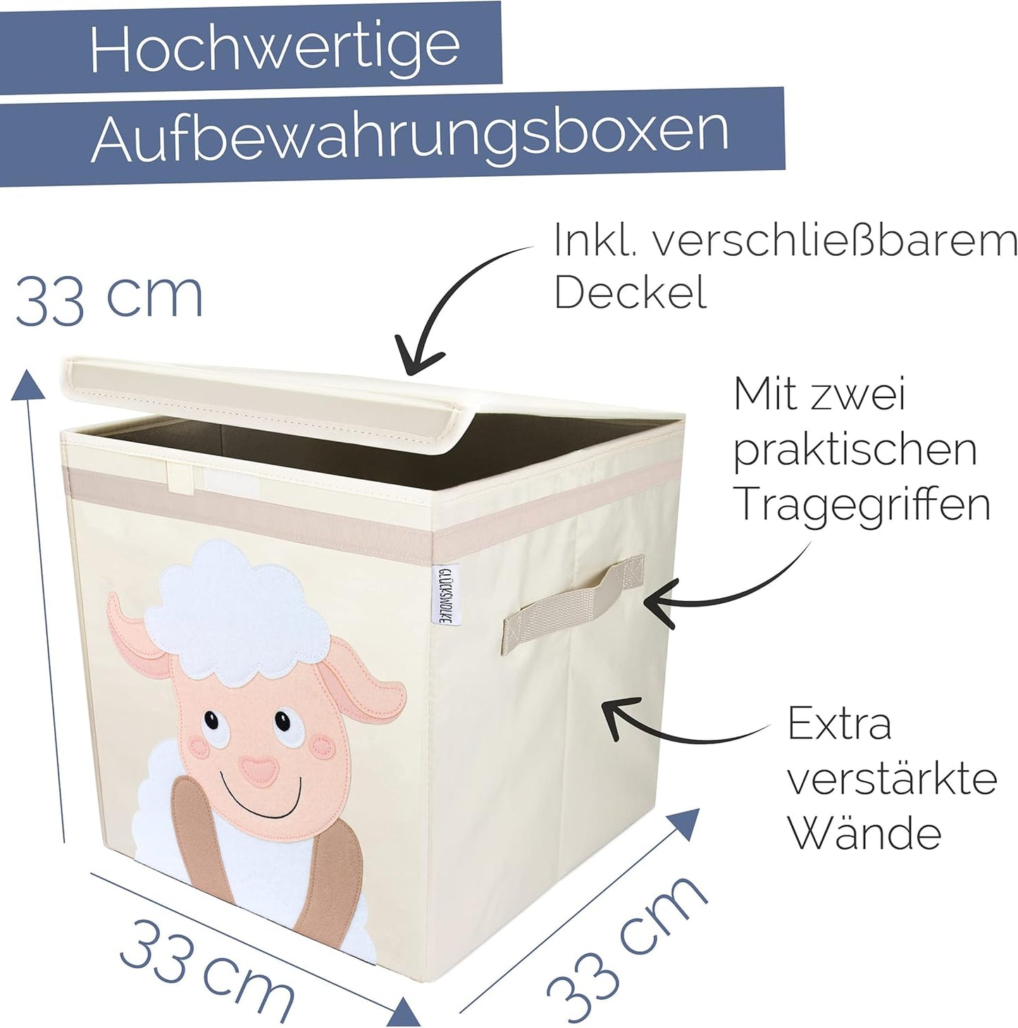 Aufbewahrungsboxen für Kinderzimmer (33x33x33), Kuni Kuschelschaf