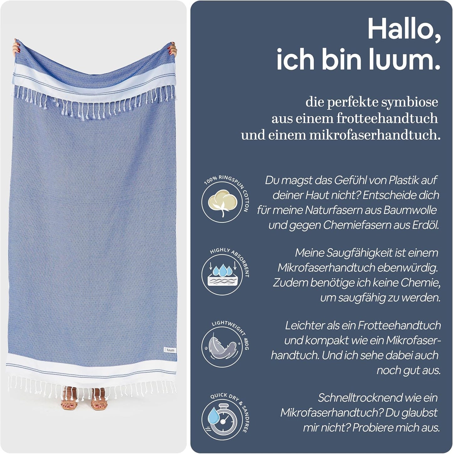 Hamamtuch, Single [95x200] Royal Blue - 200