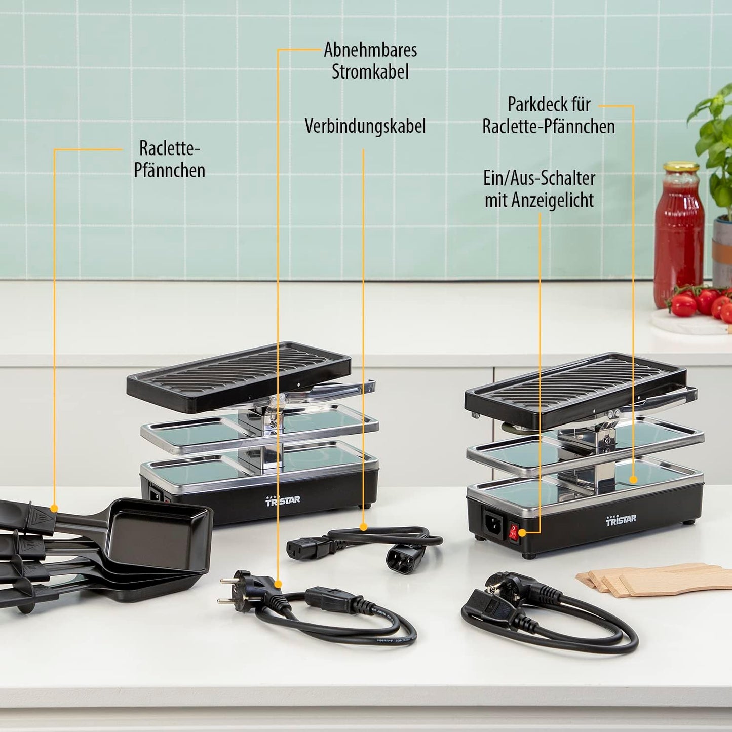 Erweiterbares Raclette Set RA-2742 für 4 Personen, 4 Personen