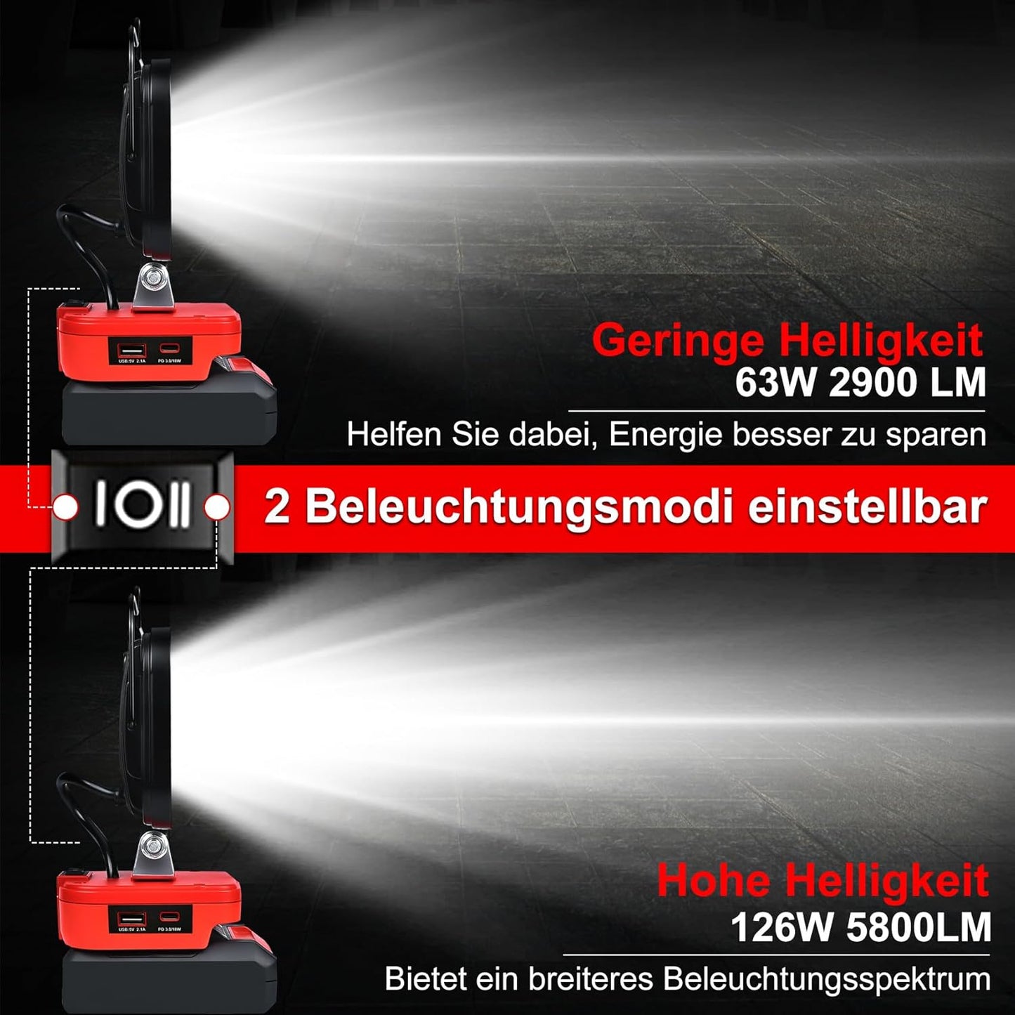 LED-Akku-Lampe, Für Einhell 18V