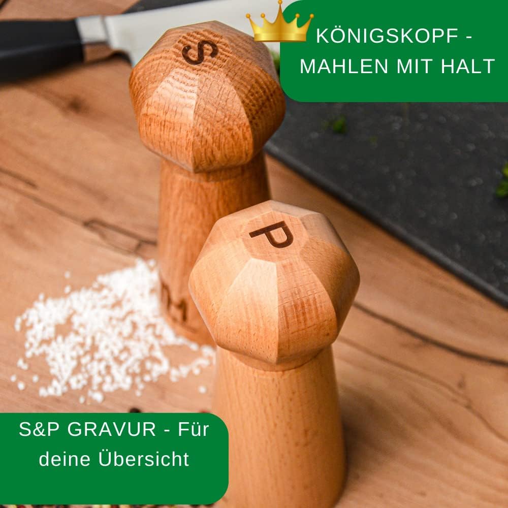 Salz- und Pfeffermühlen-Set mit Keramikmahlwerk, 24cm Eiche