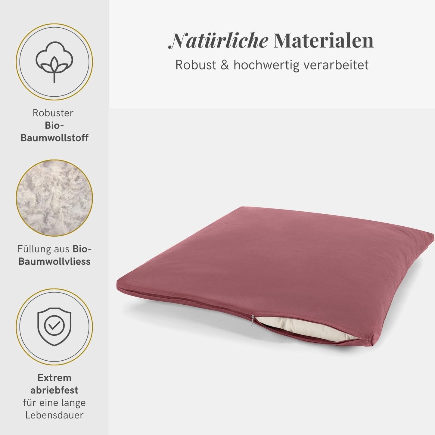 Meditationsmatte Zabuton Deluxe, 4 cm Aubergine-Rot