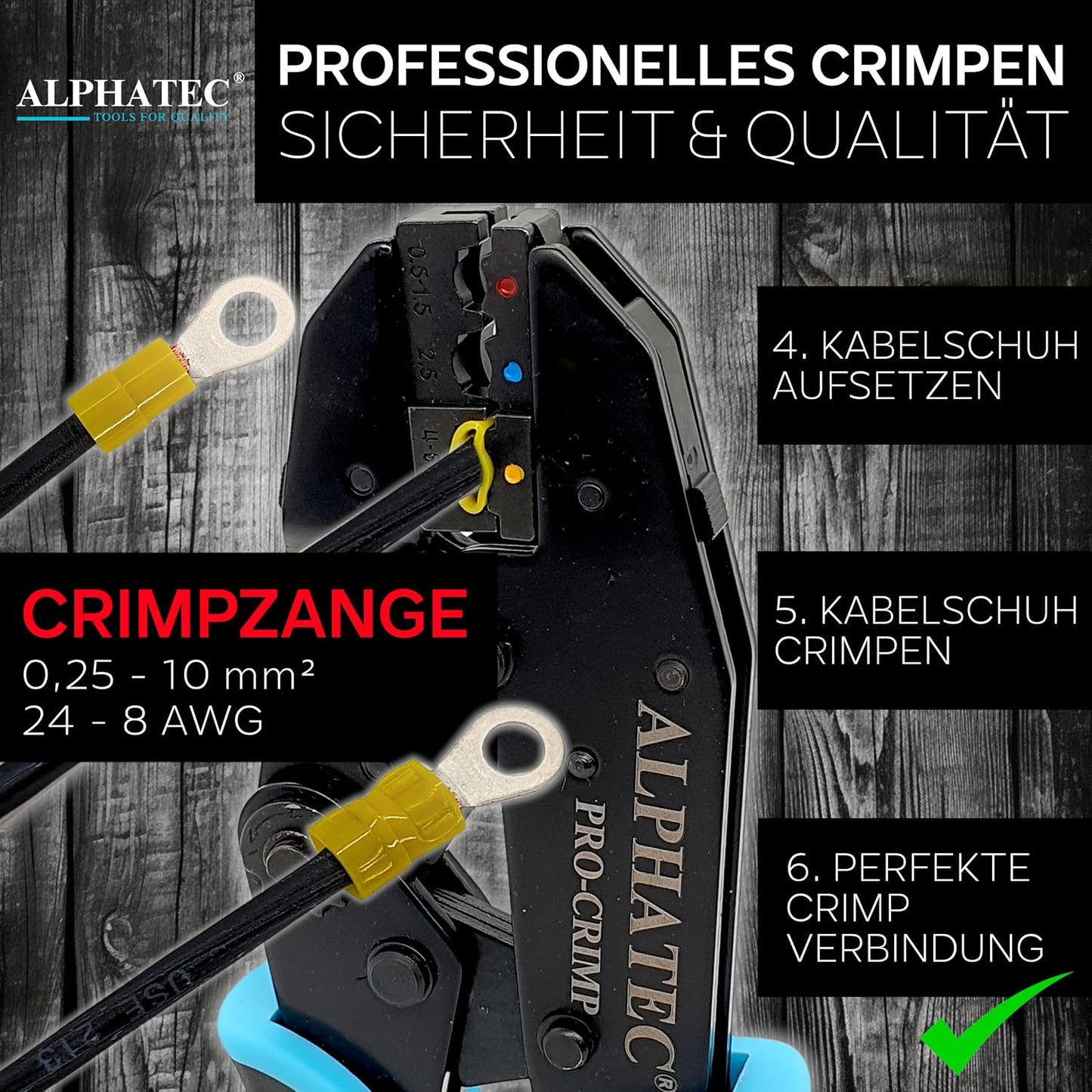 Crimpzangenset mit Abisolierzange und 6 Wechselbacken