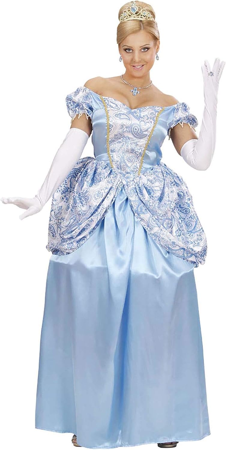 BLAUE PRINZESSIN (Kleid mit Unterrock, Handschuhe, Tiara), S, S