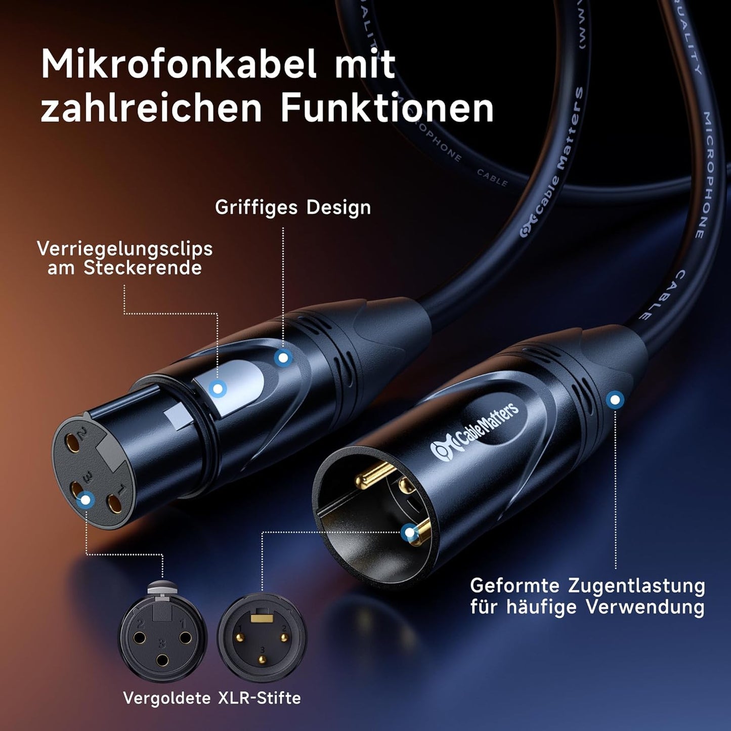 XLR-Mikrofonkabel-Set (2er Pack, 0,9m), 0.9m