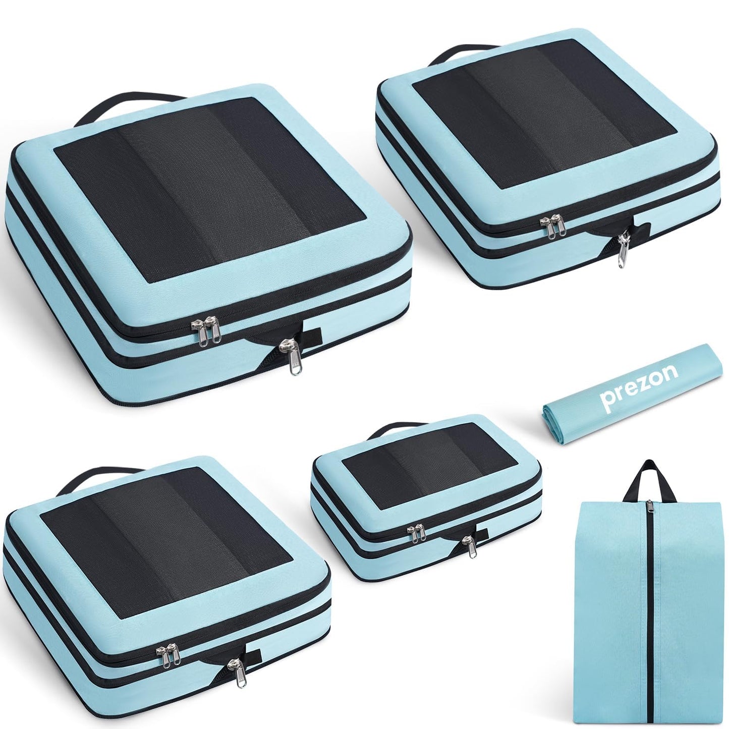 6-teiliges Kompressions-Packwürfel-Set, Mint 6 Set