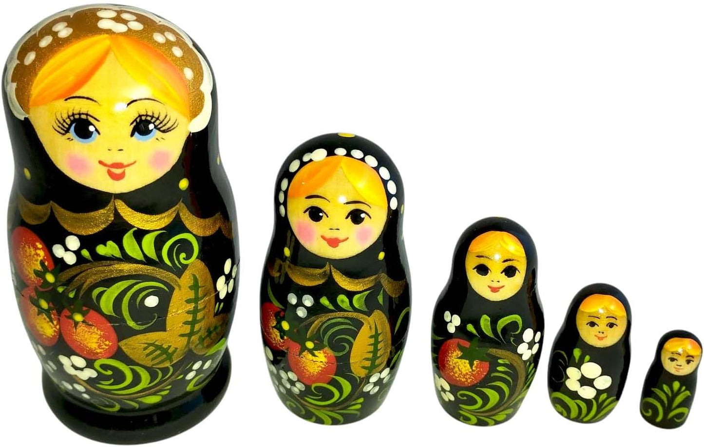 Matrjoschka Holzpuppen-Set, Schwarz