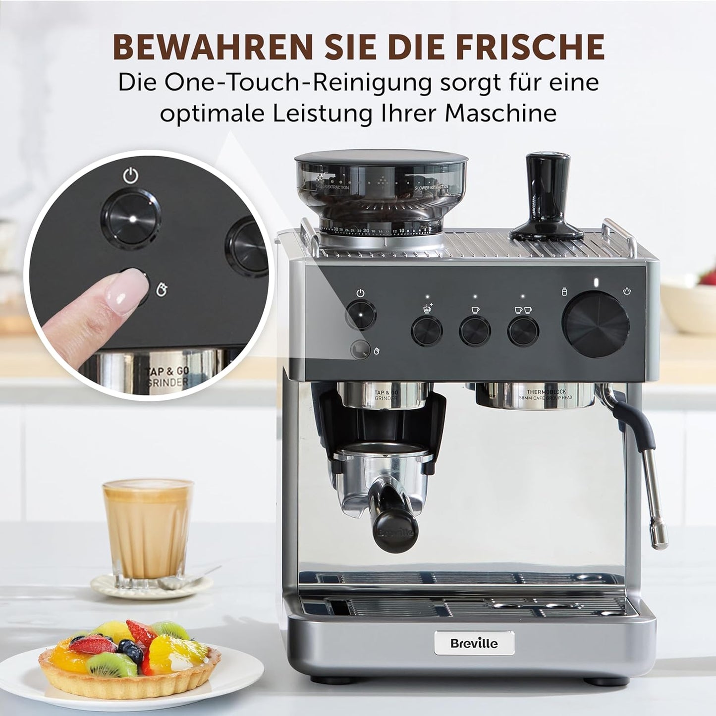 Espressomaschine mit Kaffeemühle und Milchaufschäumer, Barista Classic