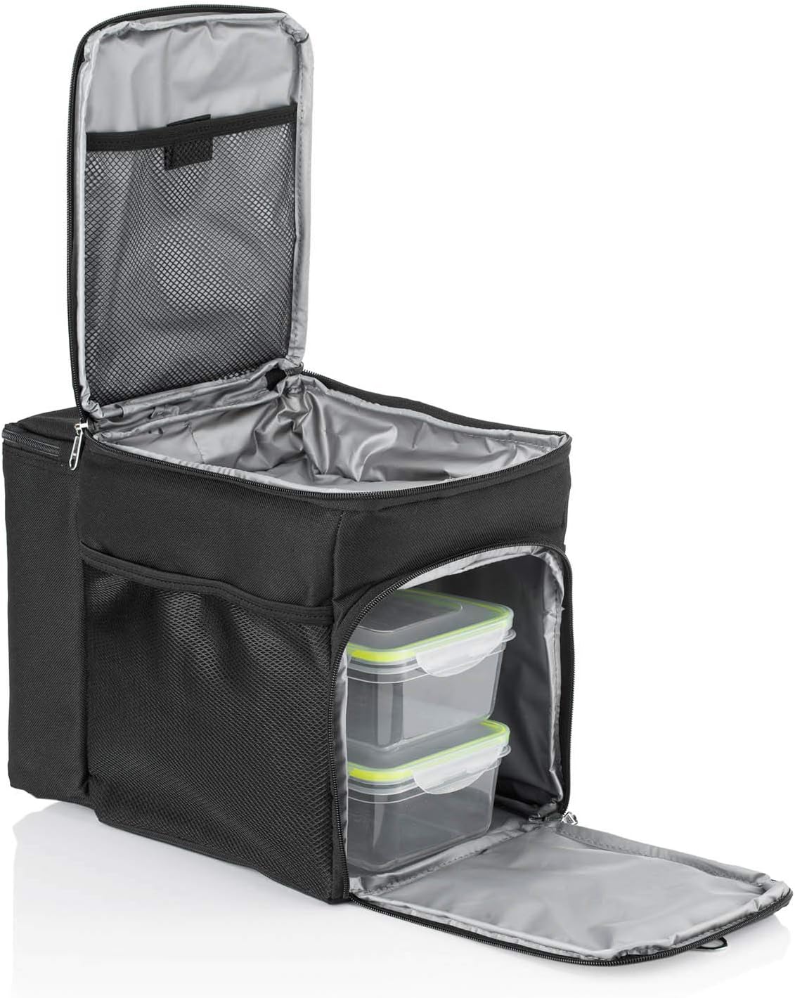 Kühltasche inkl. 3 Boxen & Kühlakku, Schwarz