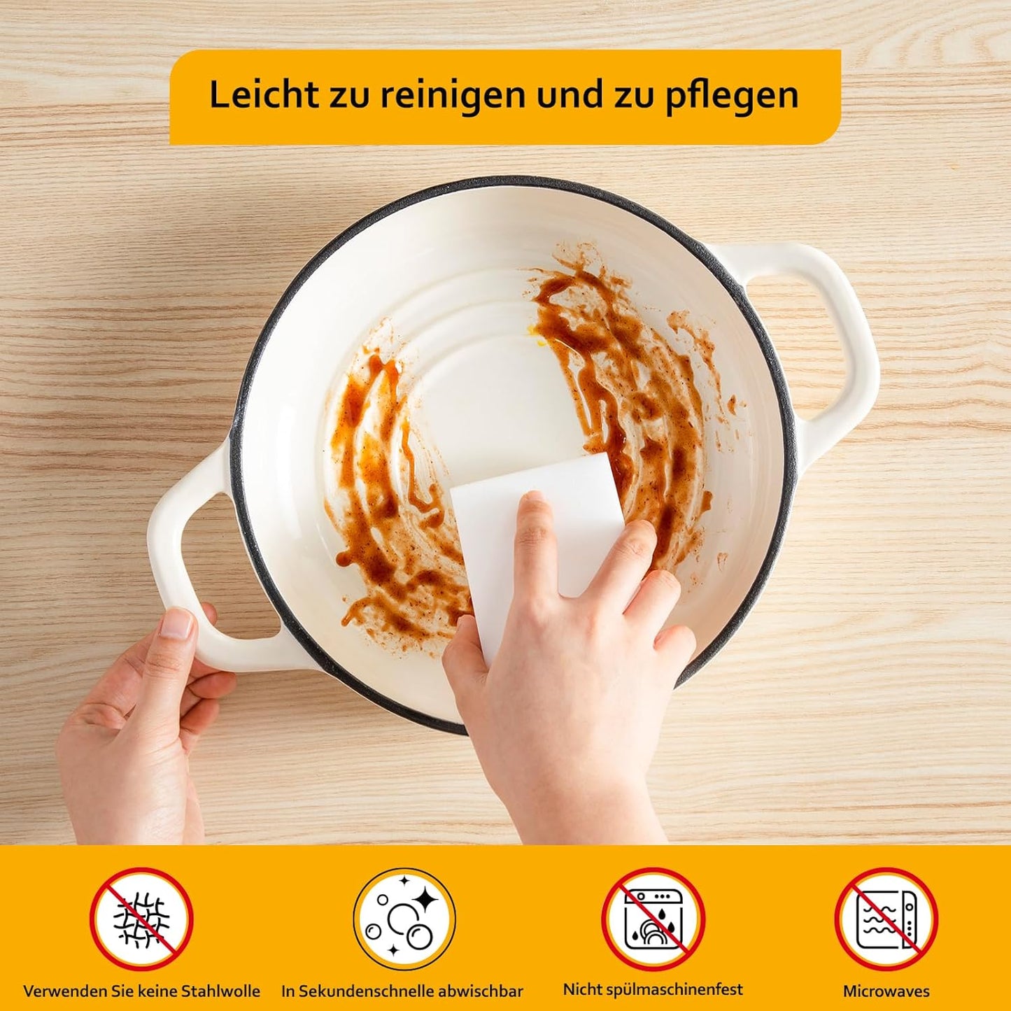 Brotbacktopf aus Gusseisen, Weiß