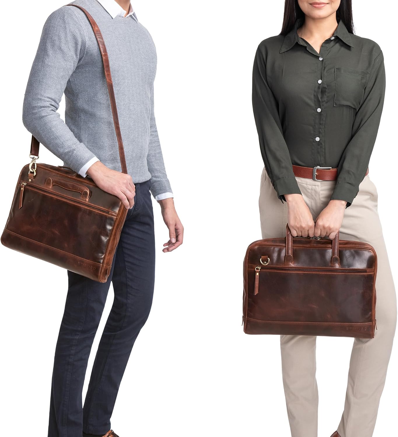 Vintage Laptoptasche Pierce, Porto - Cognac