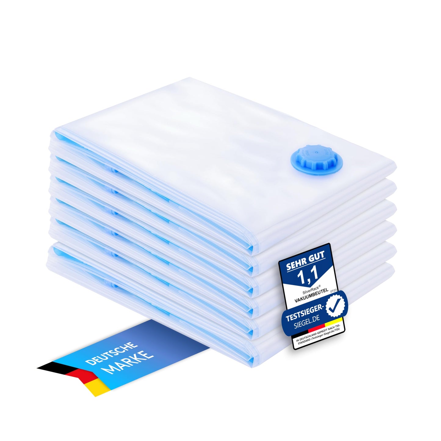 6er-Set Jumbo-Vakuumbeutel für Bettdecken, 6x Beutel - (6xXXL (90x130 cm))