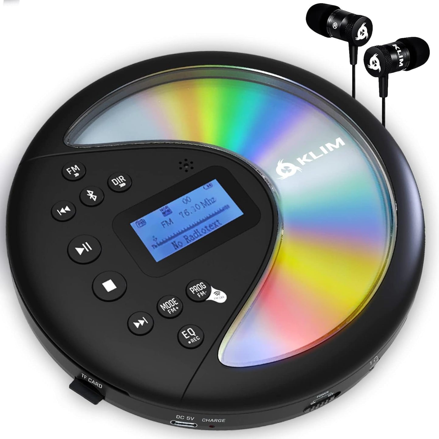 Tragbarer CD-Player mit Bluetooth, Schwarz