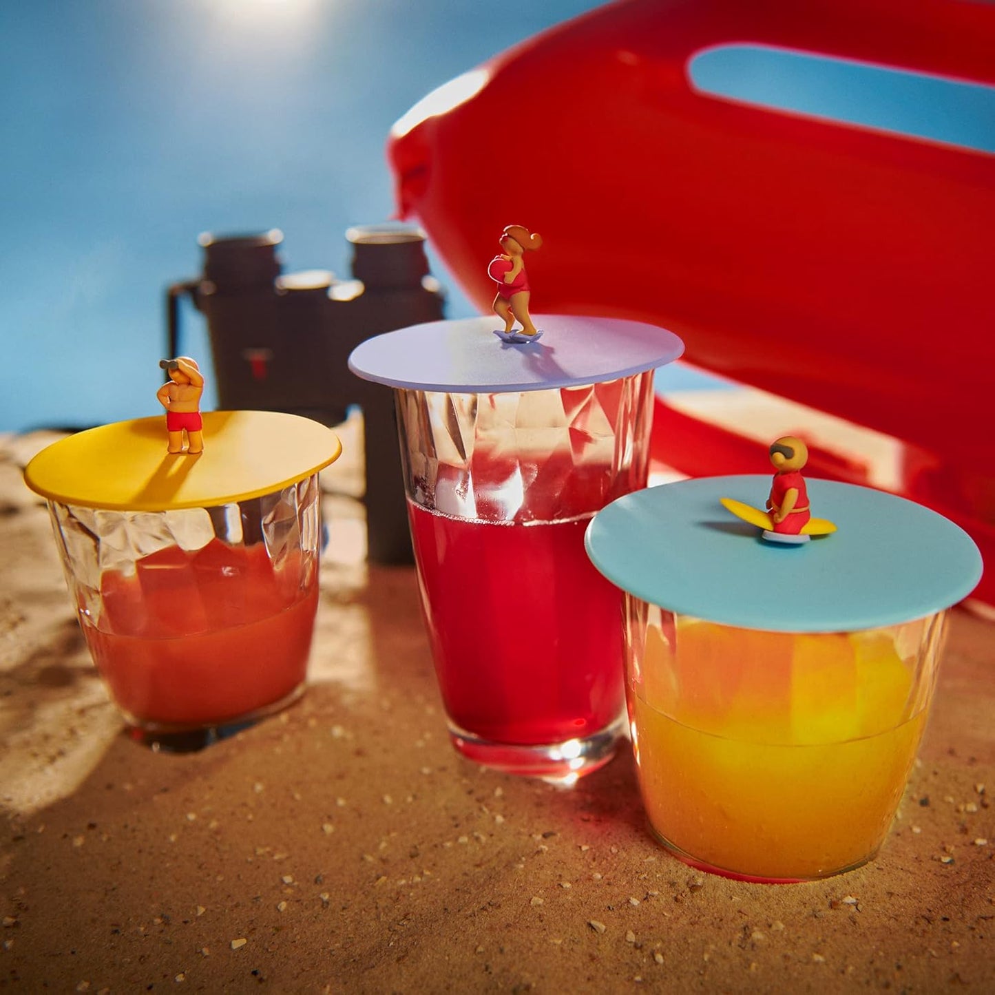 3-teiliges Glasabdeckungen-Set, Strandwache