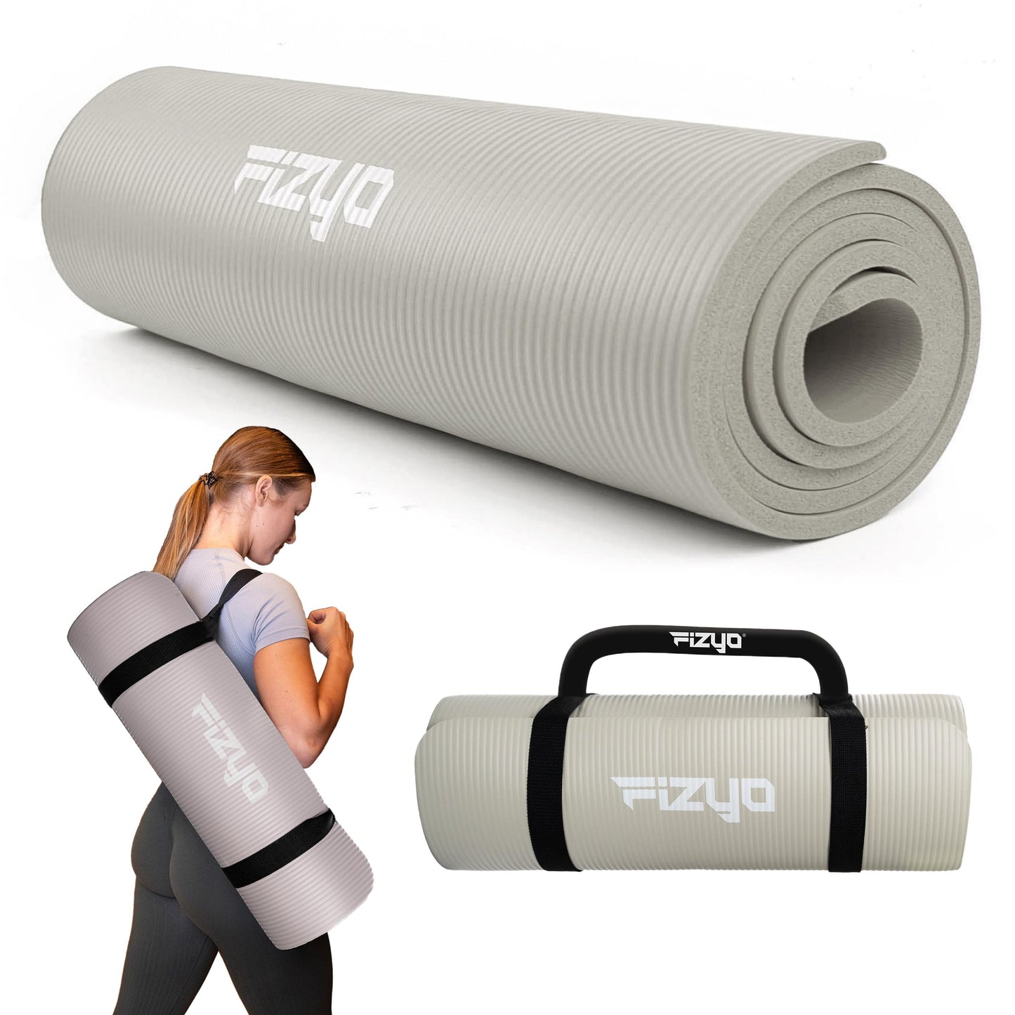 Rutschfeste Yogamatte, Grau 190x60x1.5 cm