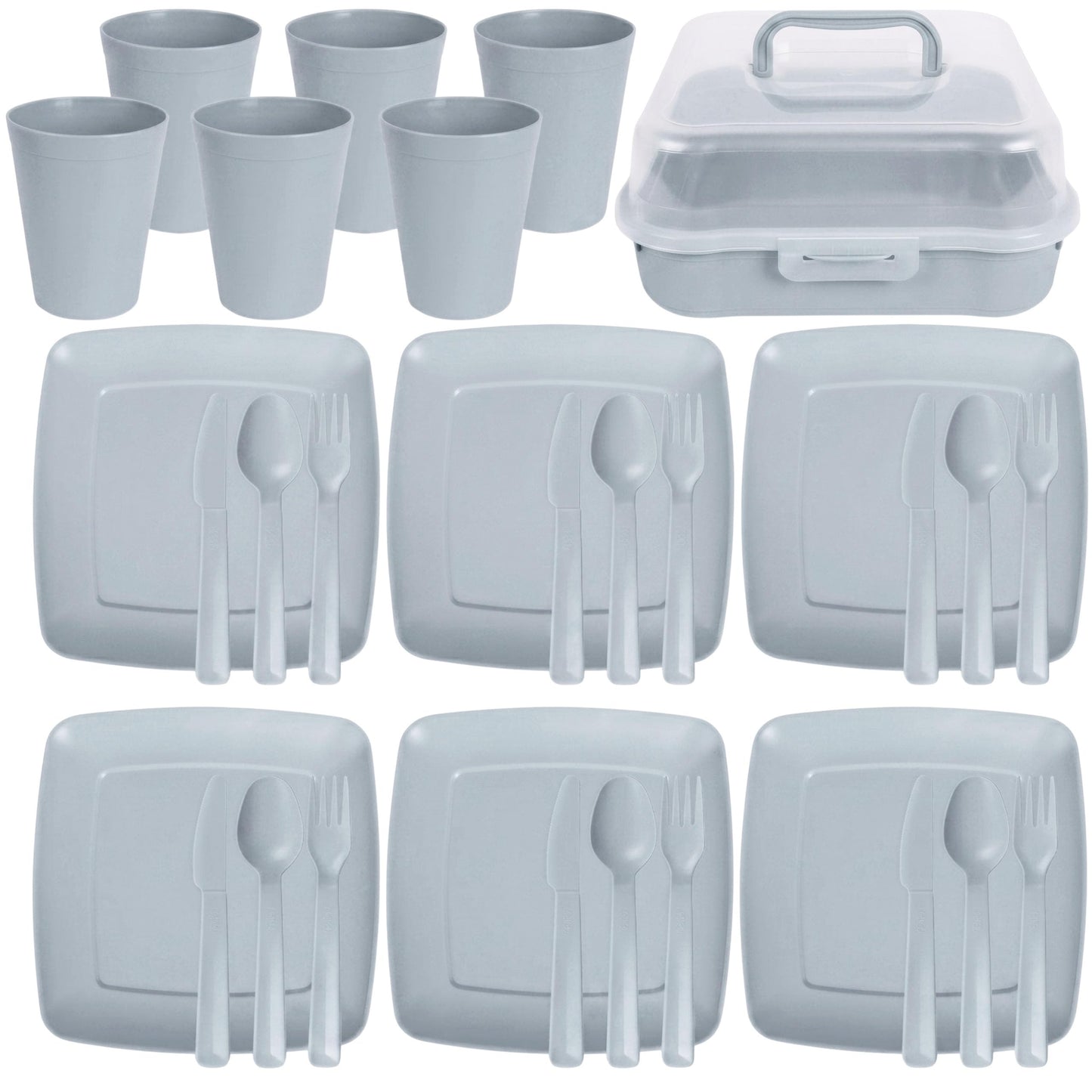 32-teiliges Campinggeschirr-Set, Grau