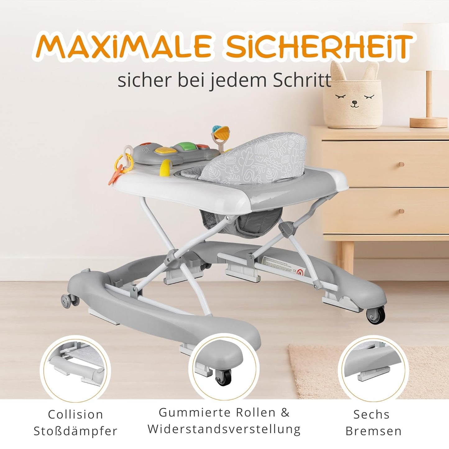 5-in-1 Babywalker, Grau