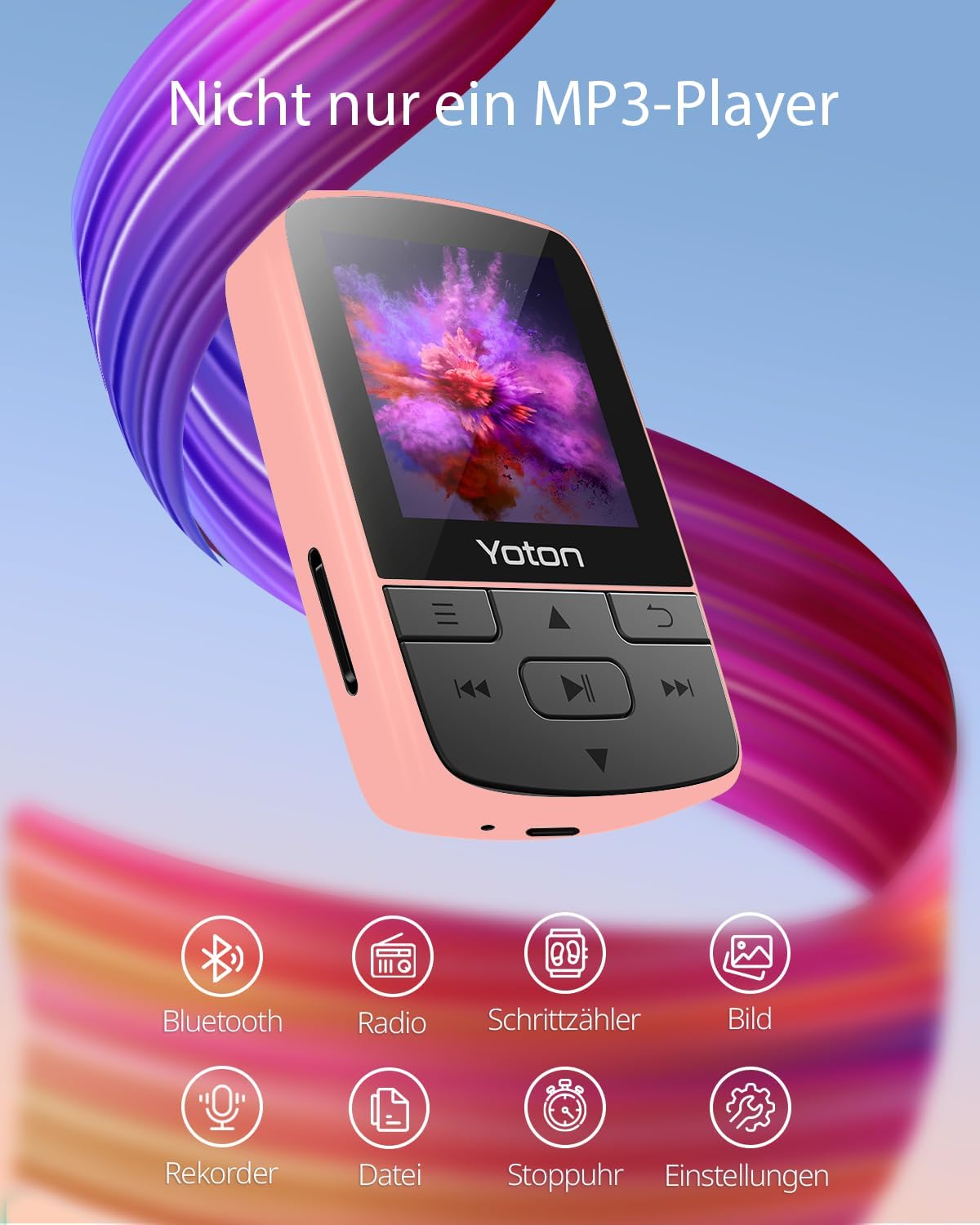 YM03F MP3-Player mit Sportclip und Schrittzähler, Rosa