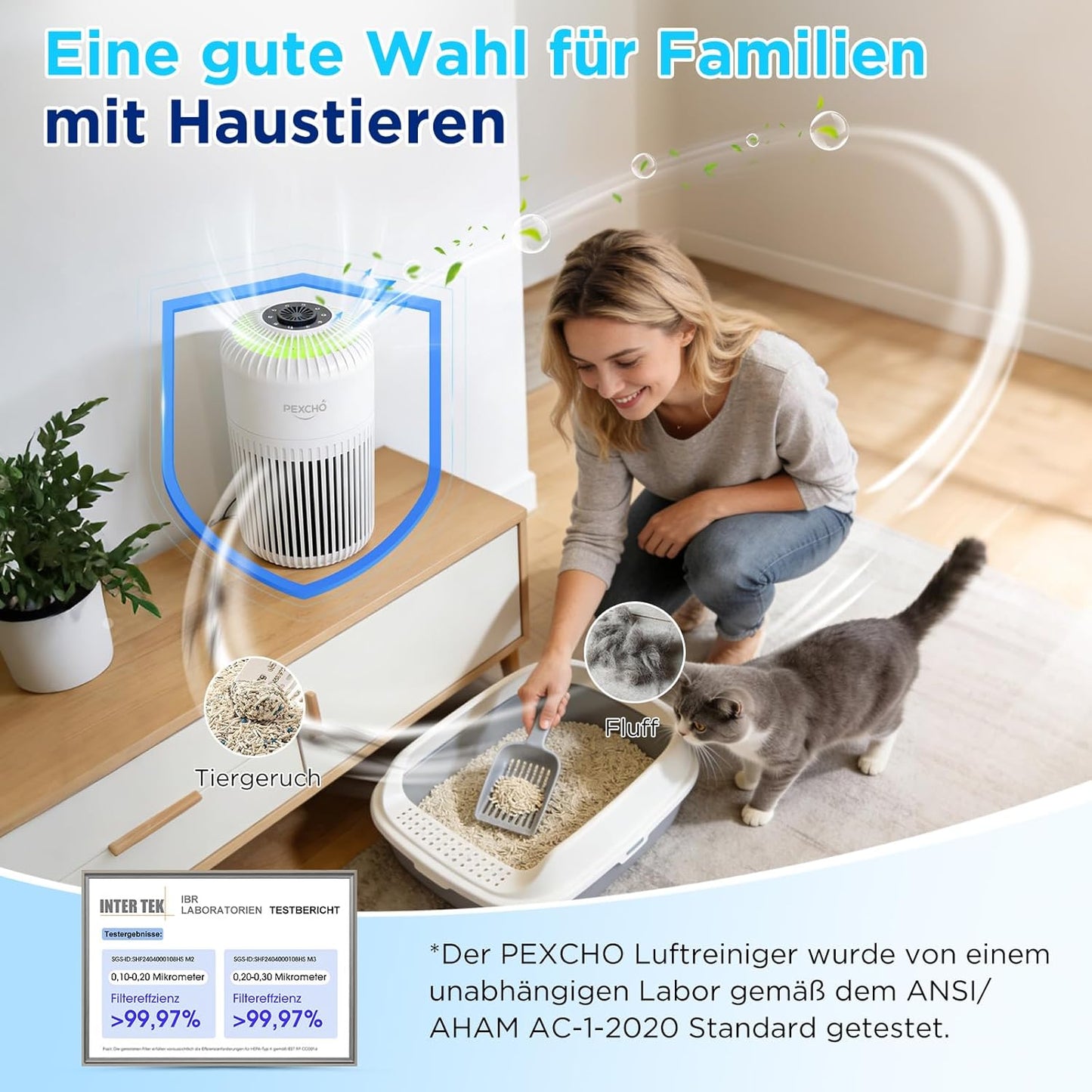 HEPA-Luftreiniger mit App-Steuerung und Aromatherapie, Weiss