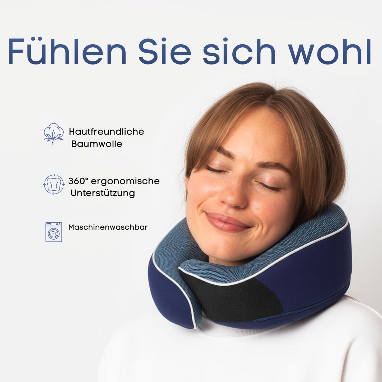 Reisekissen aus Memory Foam mit Schlafmaske, Blau