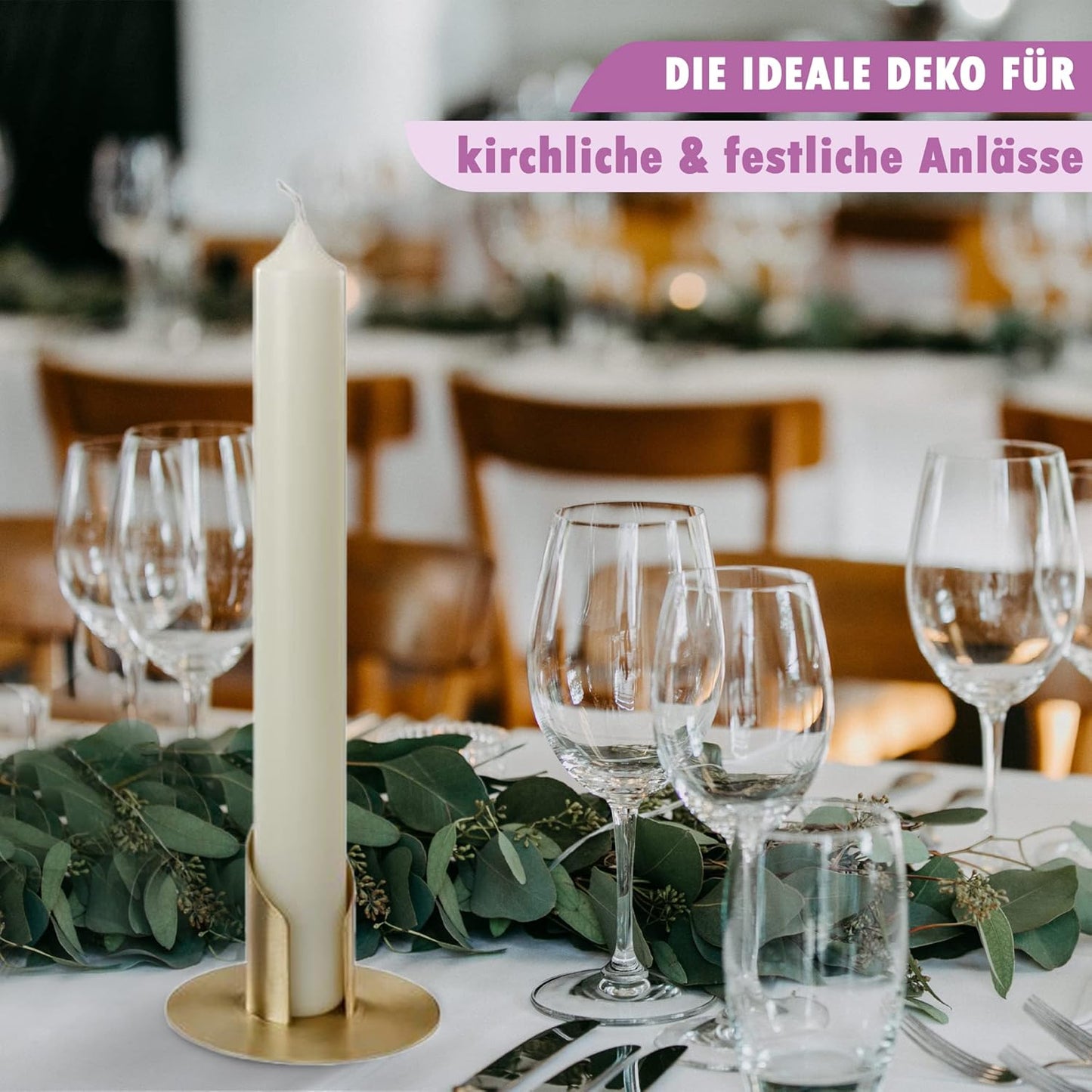 Kerzenständer für Hochzeits- und Taufkerzen, Ø 4cm Gold