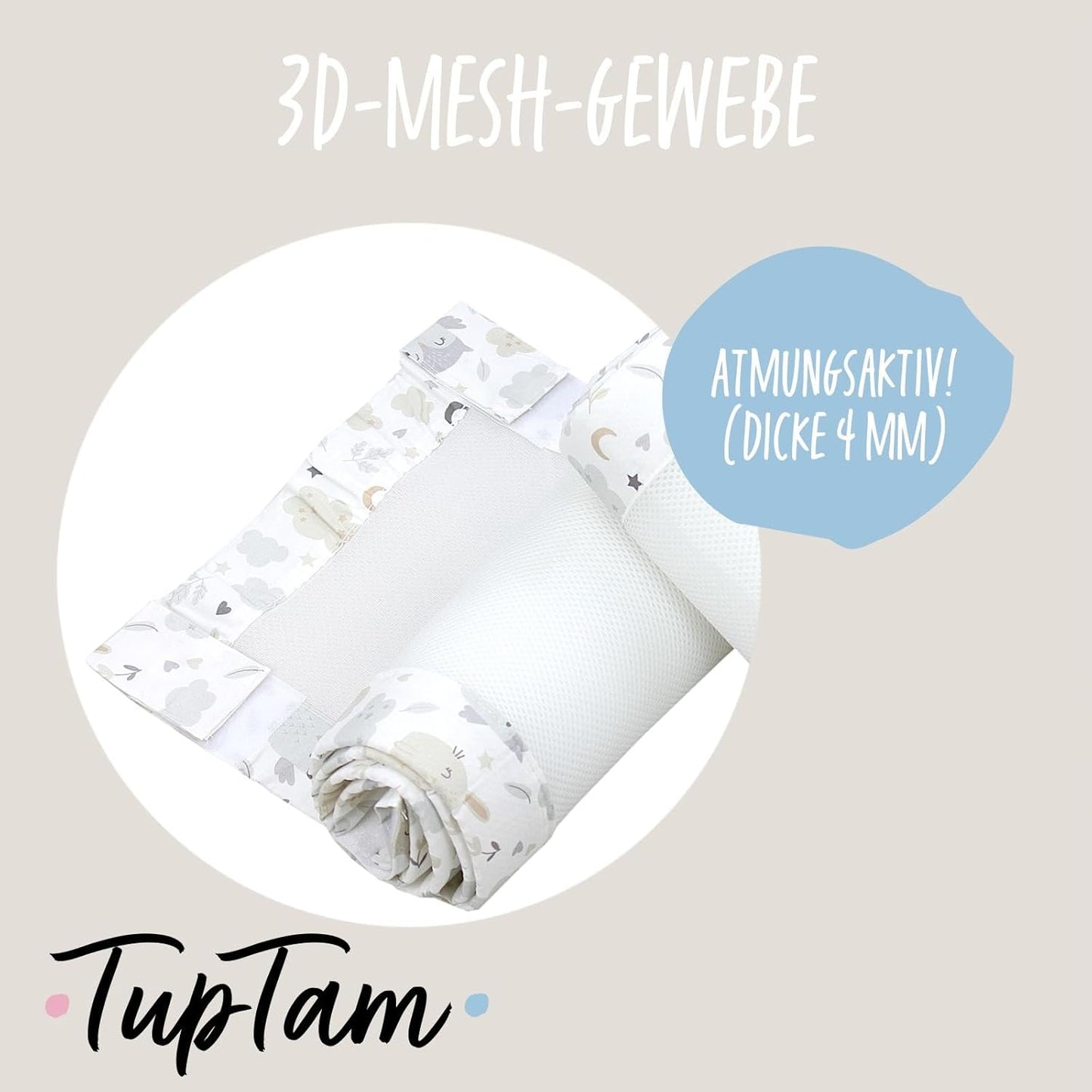 Gitterstäbe Schutznetz für Babybett (2er Pack), Hase / Eule ; ca. 128 x 30 cm (für Babybett 140x70)