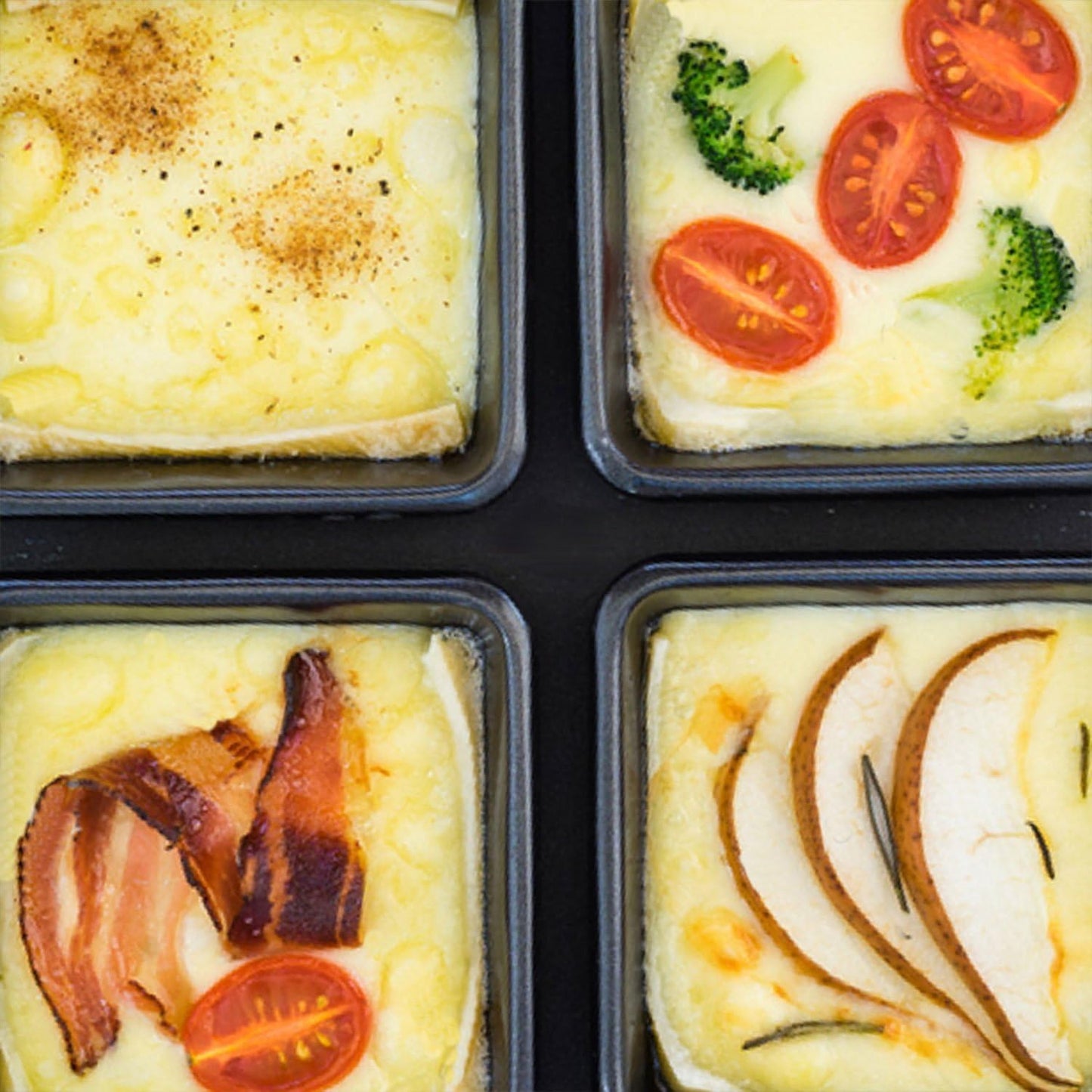 8 x antihaftbeschichtete Raclette-Pfannen, 8 Quadrat