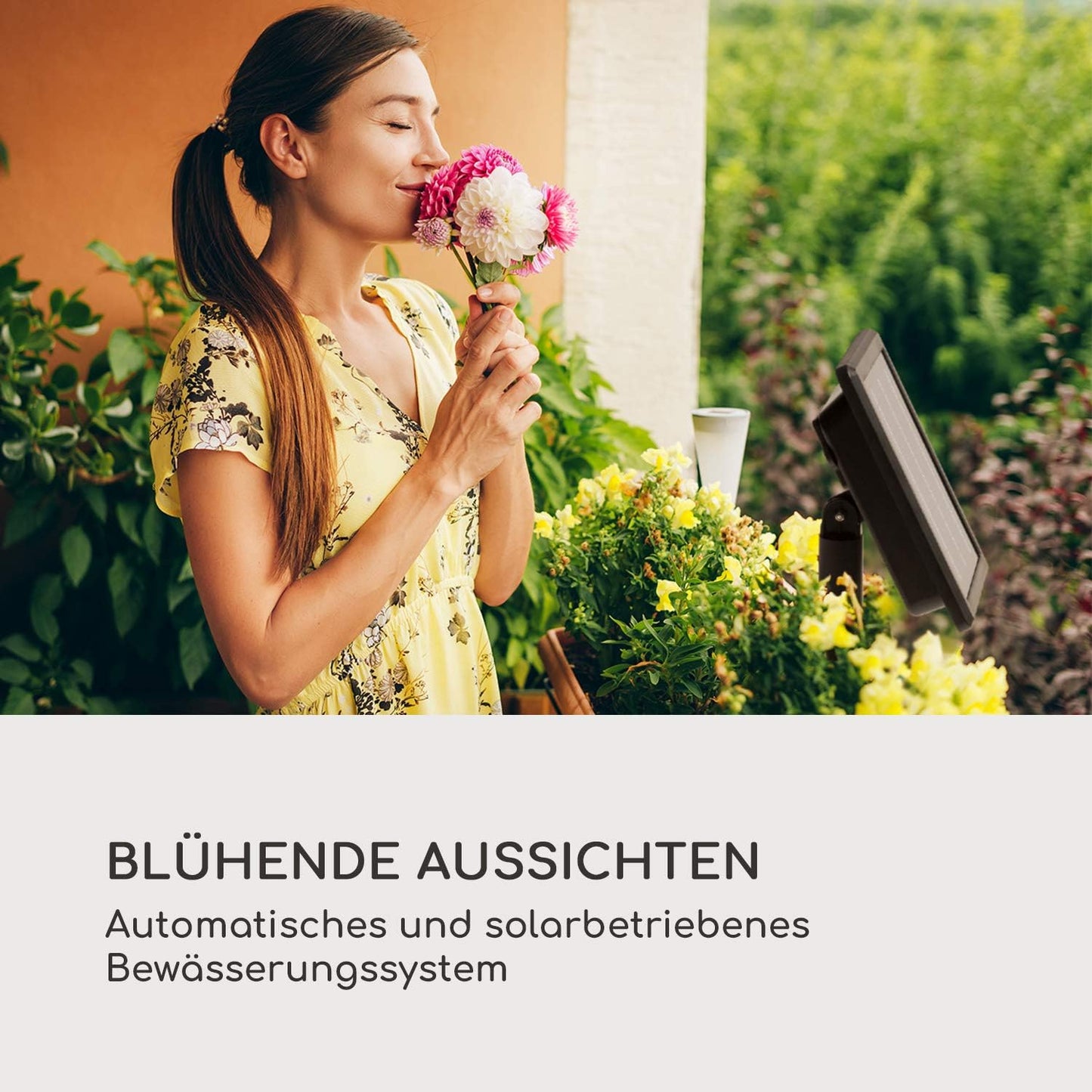Solar-Bewässerungssystem für bis zu 40 Pflanzen, schwarz inkl. Solarpanel