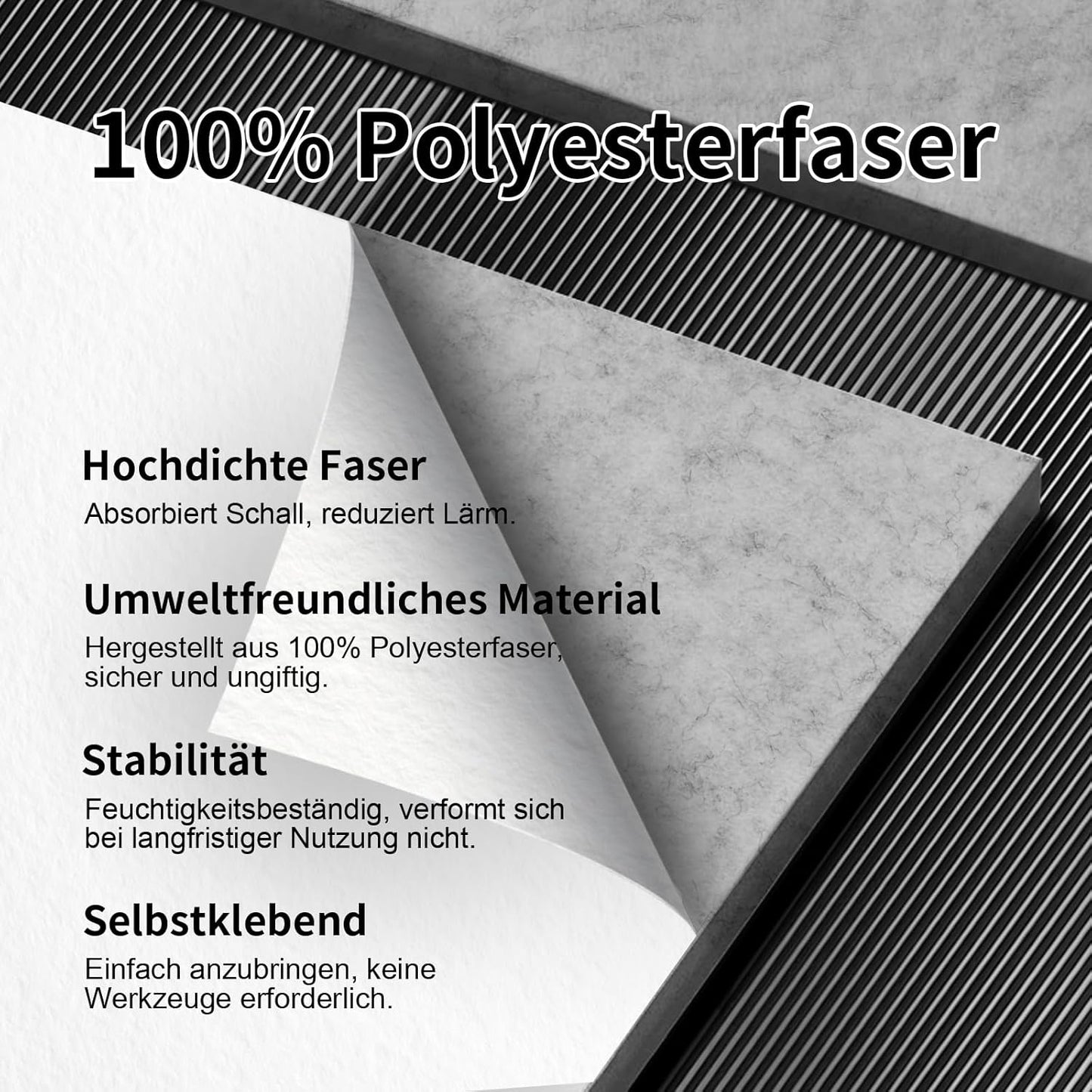 18-teiliges selbstklebendes Akustikplatten Set, 18 Stück silbergrau