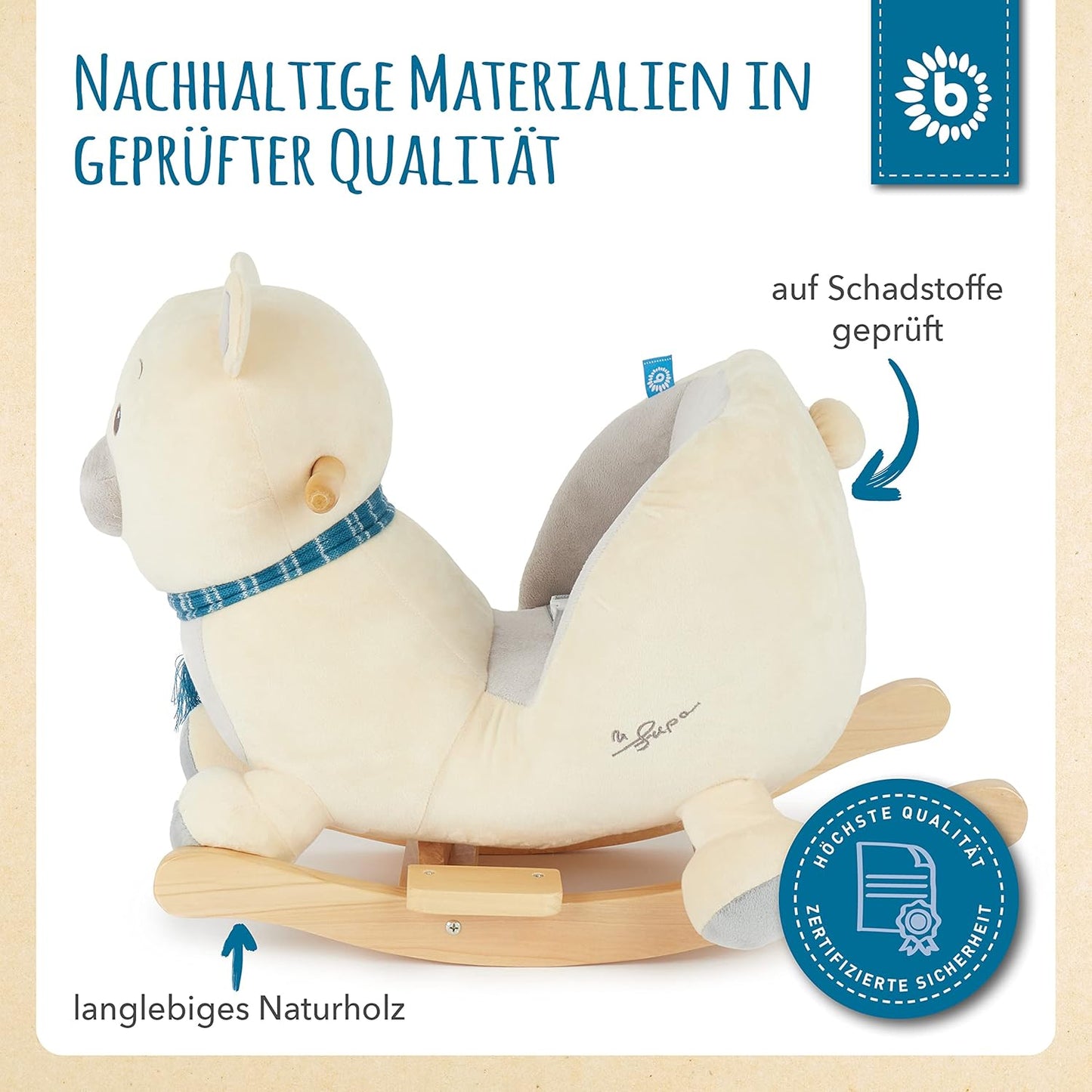 Plüsch Schaukeltier Eisbär Lars mit Sicherheitsgurt, Eisbär