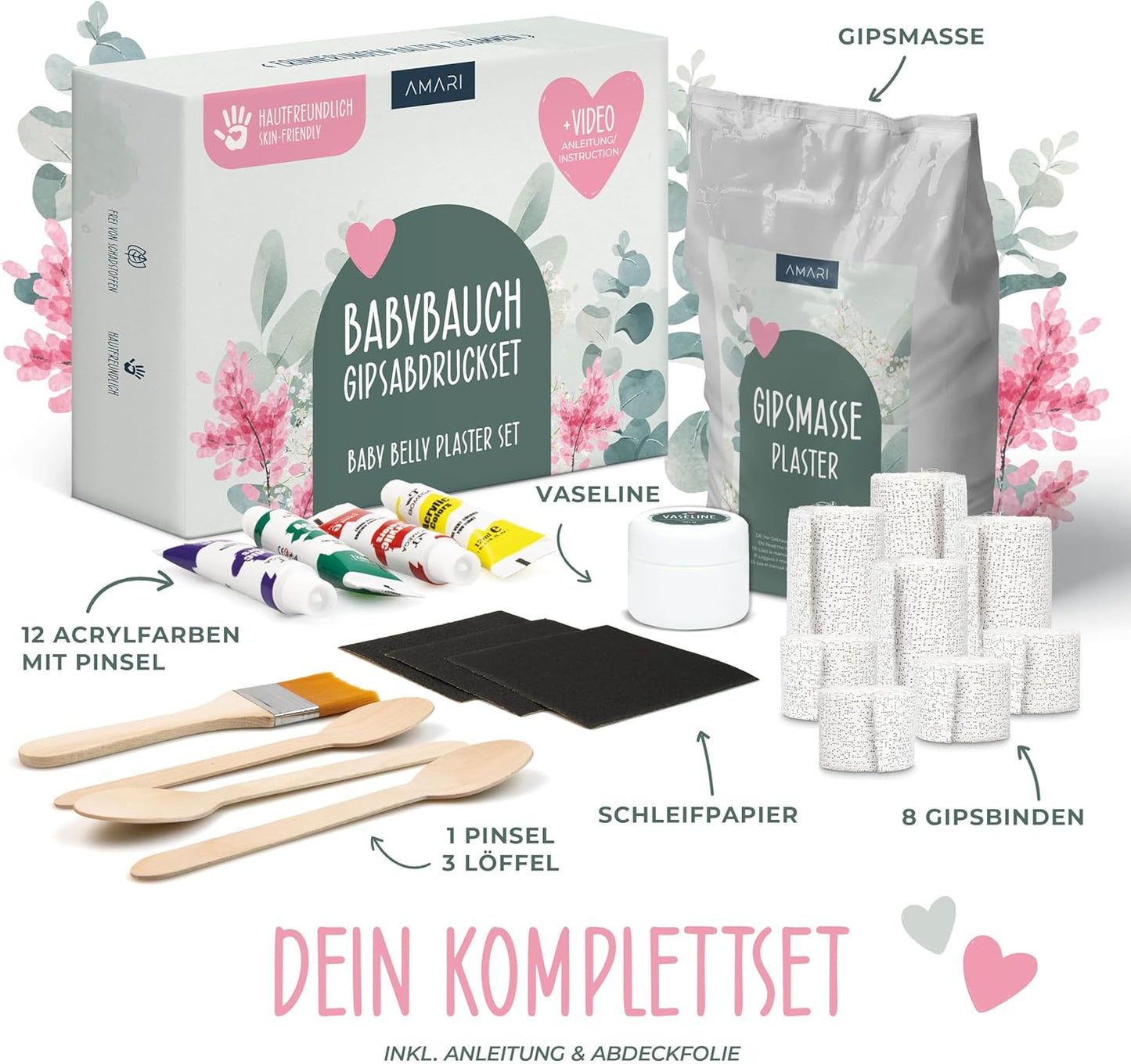 Babybauch Gipsabdruckset, Eukalyptus