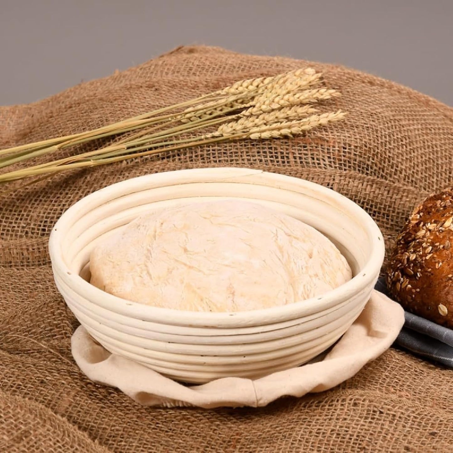 Gärkörbchen-Set mit Teigschaber, Rund | 25 cm Natur | Set mit Teigschaber