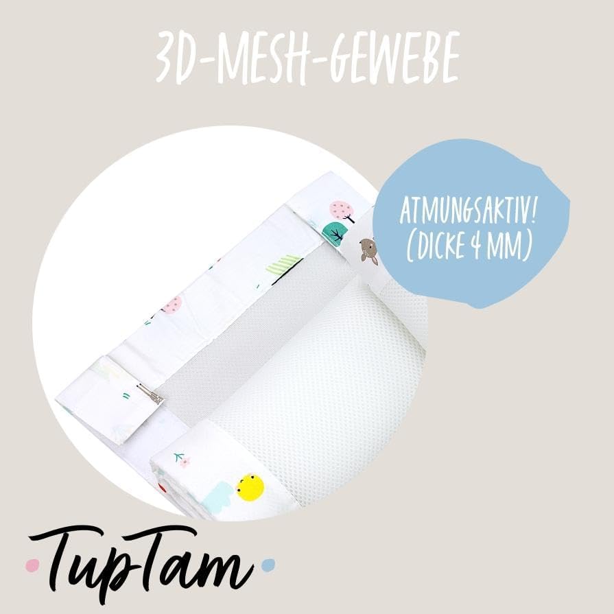2er-Set Gitterstäbe Schutznetz 3D Mesh (2er Set) für Babybett, ca. 128 x 30 cm (für Babybett 140x70) Rentier