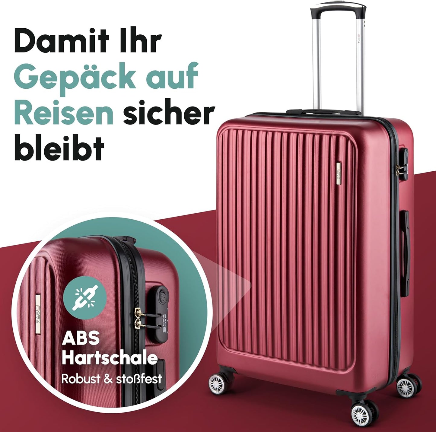ABS Hartschalenkoffer, 54cm Wine Red