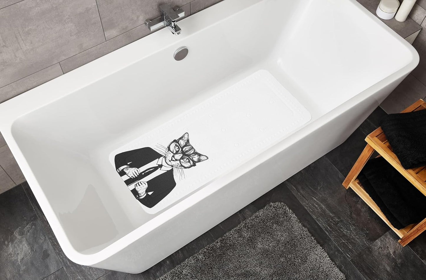 Badewanneneinlage Kalli 36 x 92 cm, Schwarz/Weiss, 36 x 92 cm Schwarz Weiß