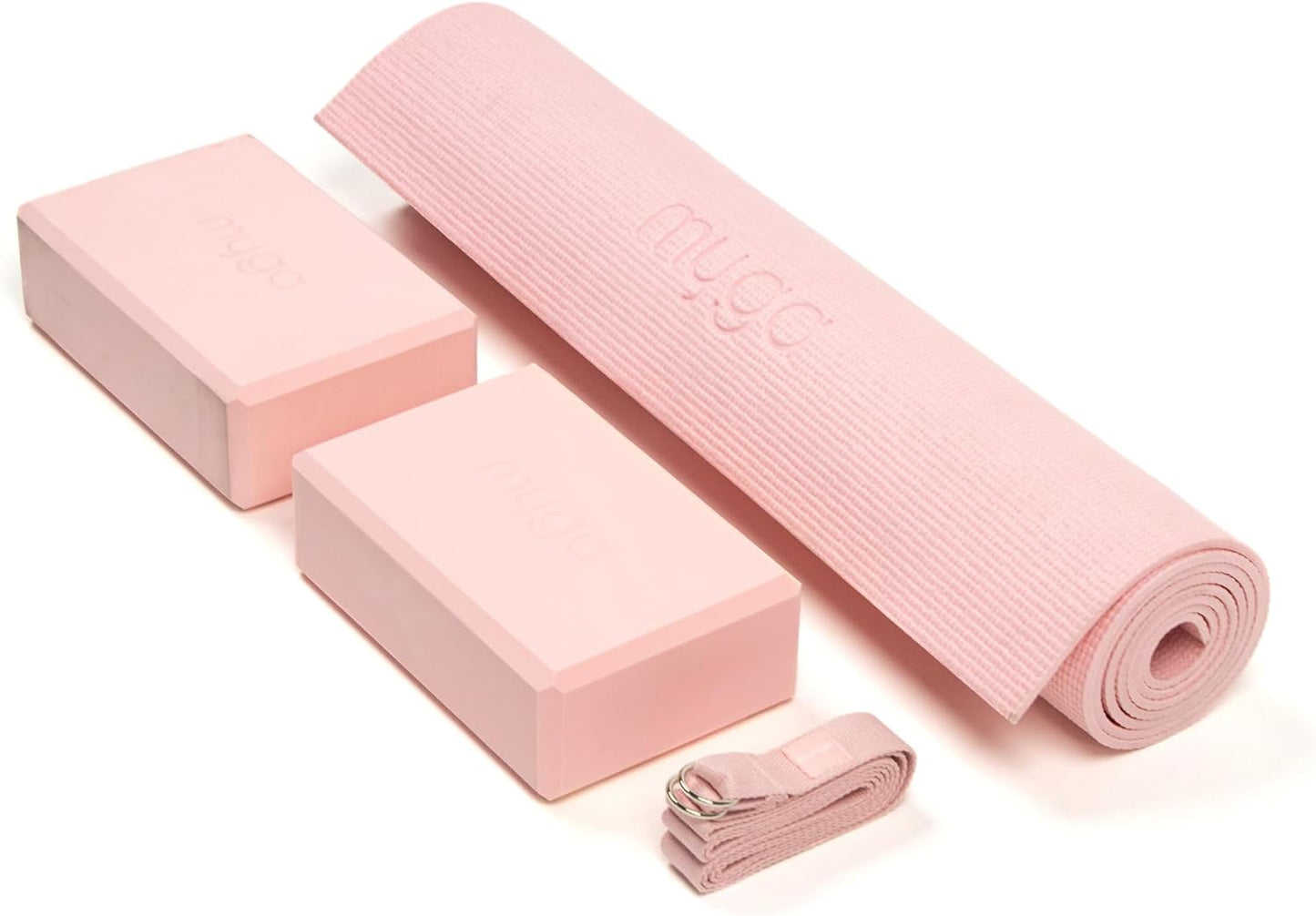 Yoga-Starter-Set mit Matte, Blöcken & Gurt, Rosa