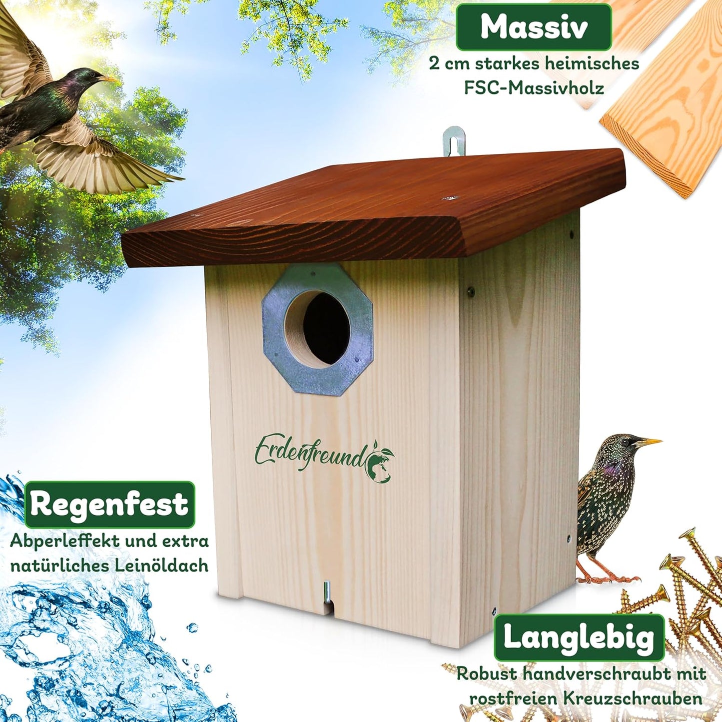 Nistkasten für Vögel, Höhlenbrüter Nistkasten grosse Singvögel