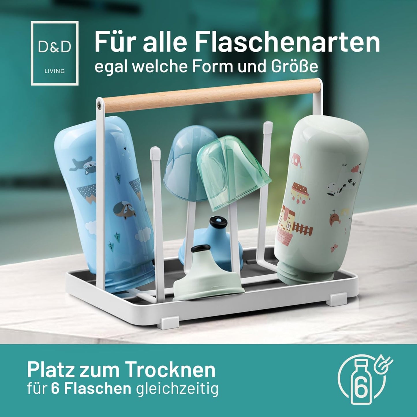 Abtropfgestell für Flaschen, Schwarz