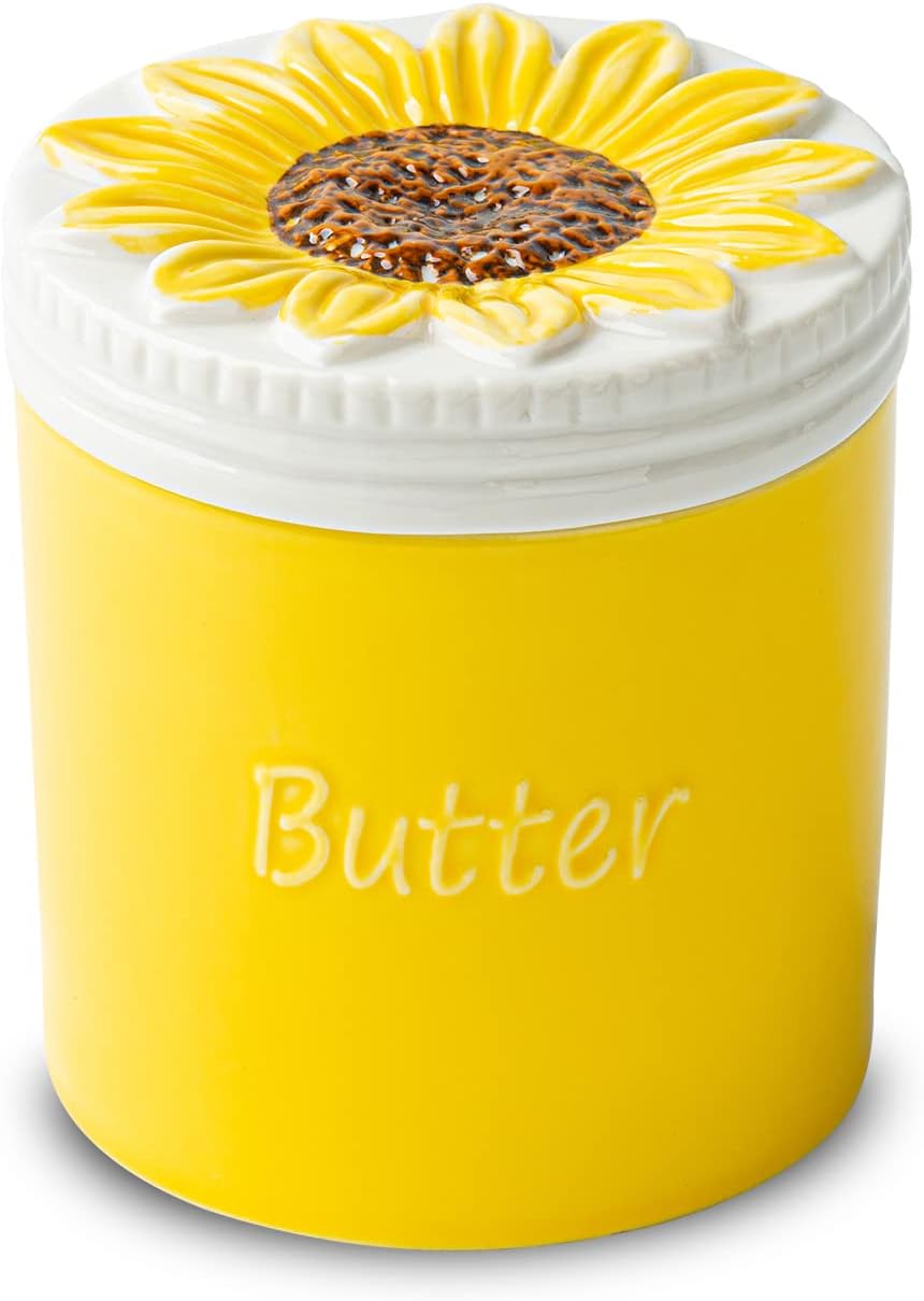 Französische Butterdose mit Sonnenblumen