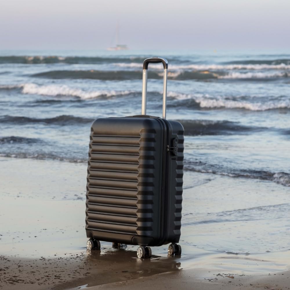 Upfly Hartschalenkoffer mit 360° Rollen, 1. Schwarz 2. 24' Koffer Groß (M)