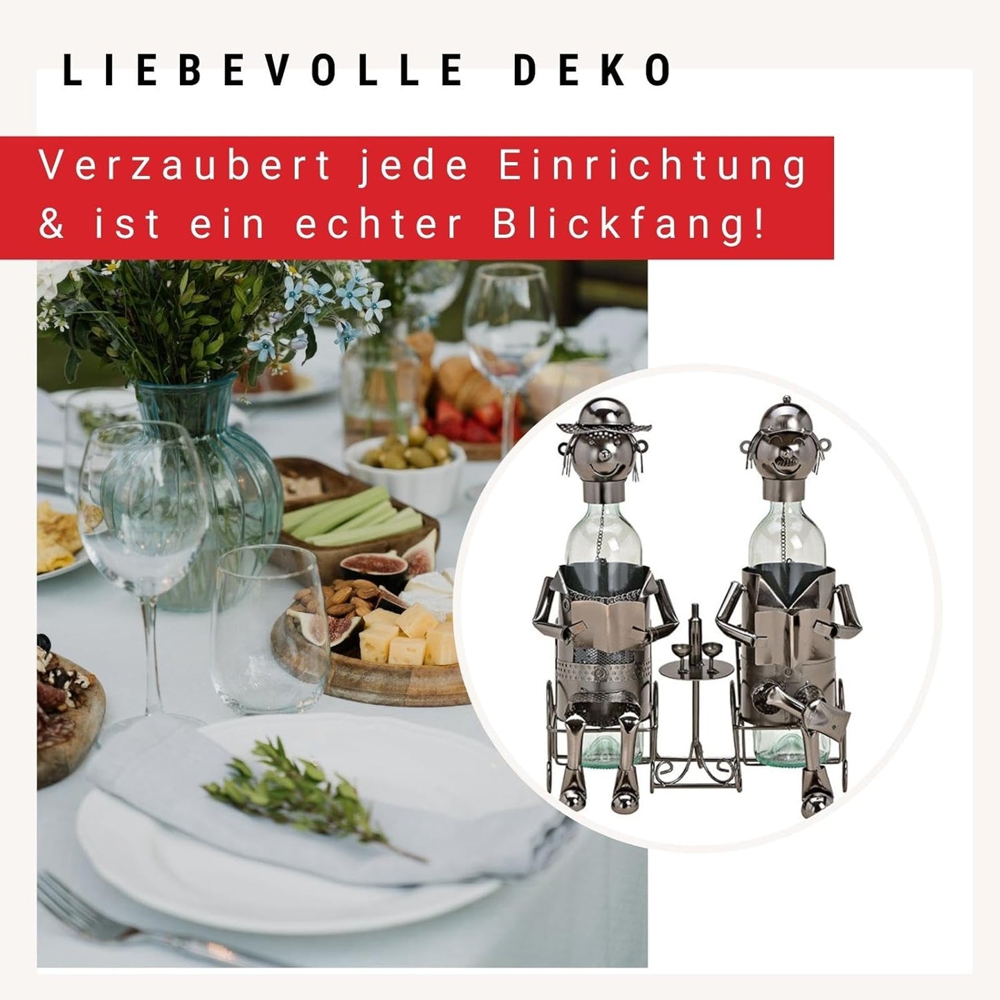 Weinflaschenhalter Deko-Figur Set, mit Figuren